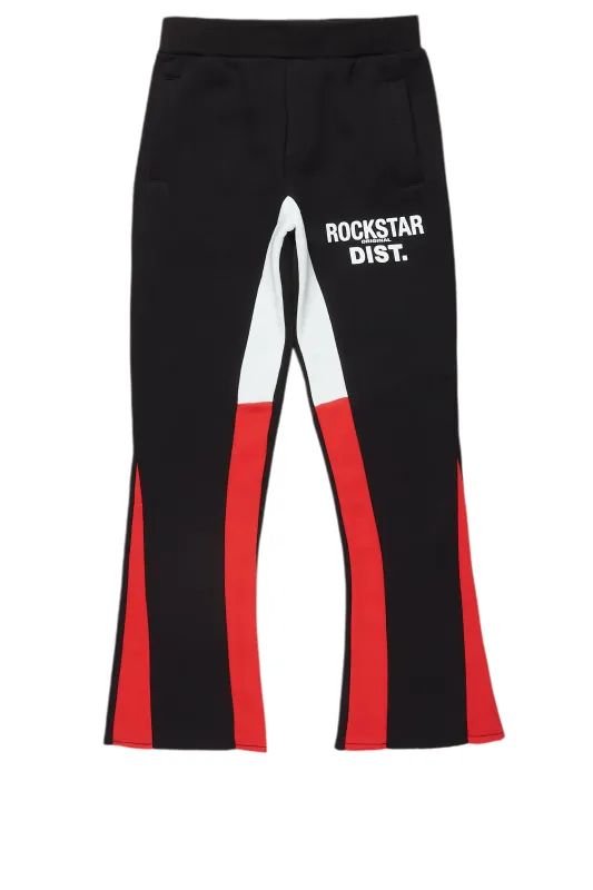 Boys Alpine Black/Red Stacked Trackpant made by Rockstar Original