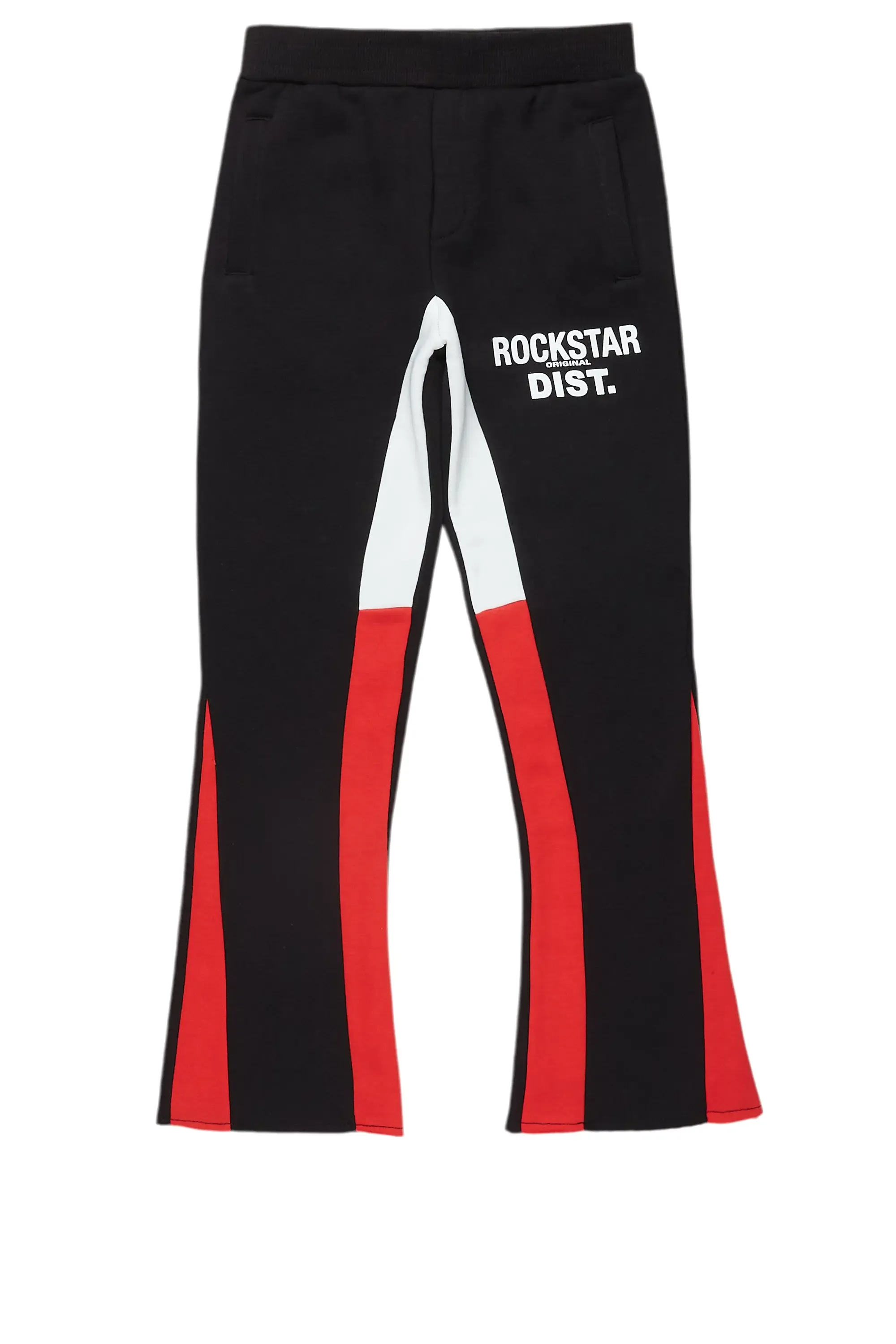 Boys Alpine Black/Red Stacked Trackpant sold by Rockstar Original