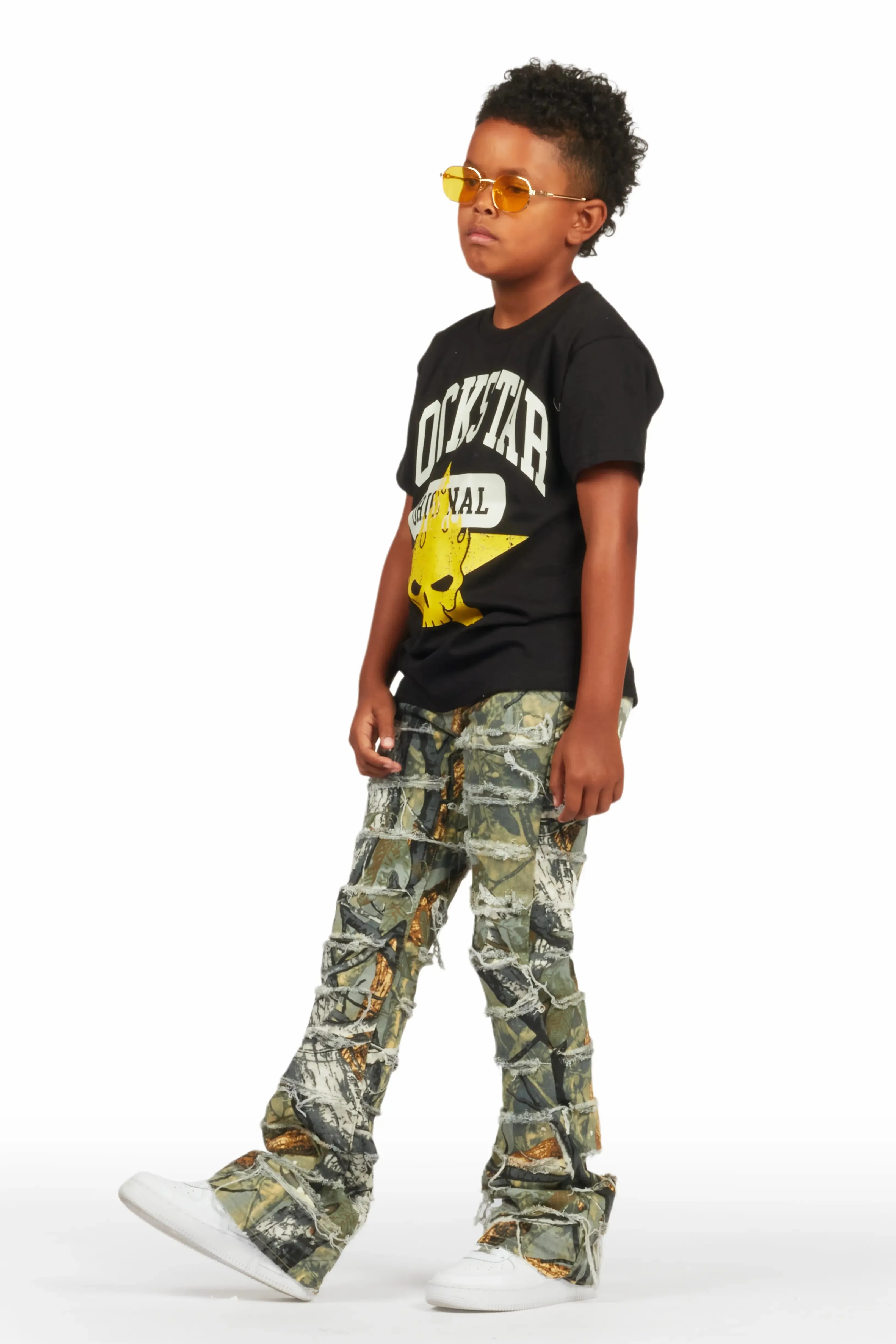 Boys Semaj Tree Camo T-Shirt/Stacked Flare Jean Set sold by Rockstar Original product image thumbnail 5