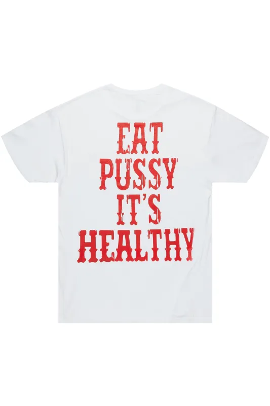 Alayna White/Red Oversized Tee sold by Rockstar Original