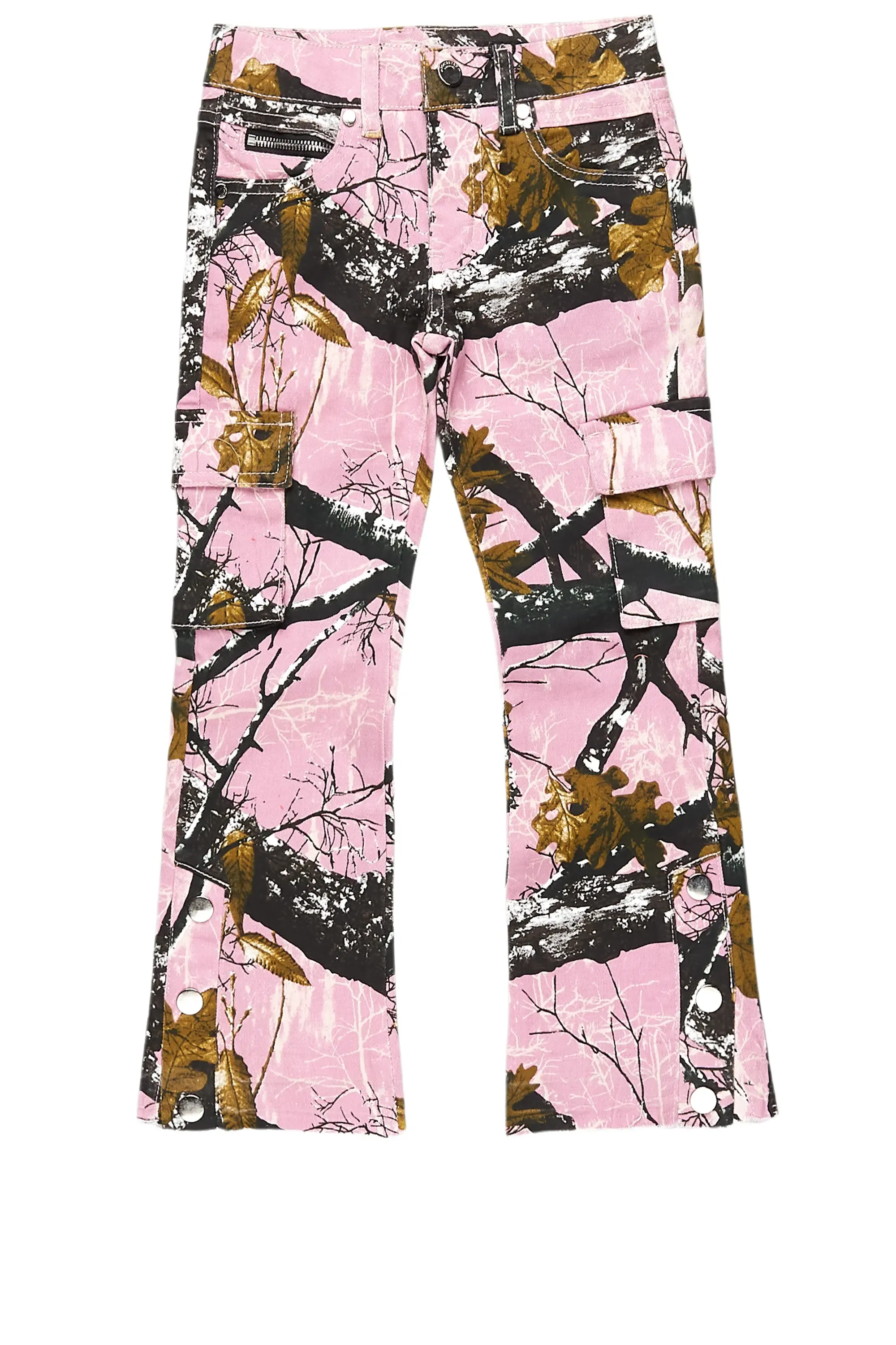 Girls Waapa Pink Tree Camo Stacked Flare Cargo Jean sold by Rockstar Original