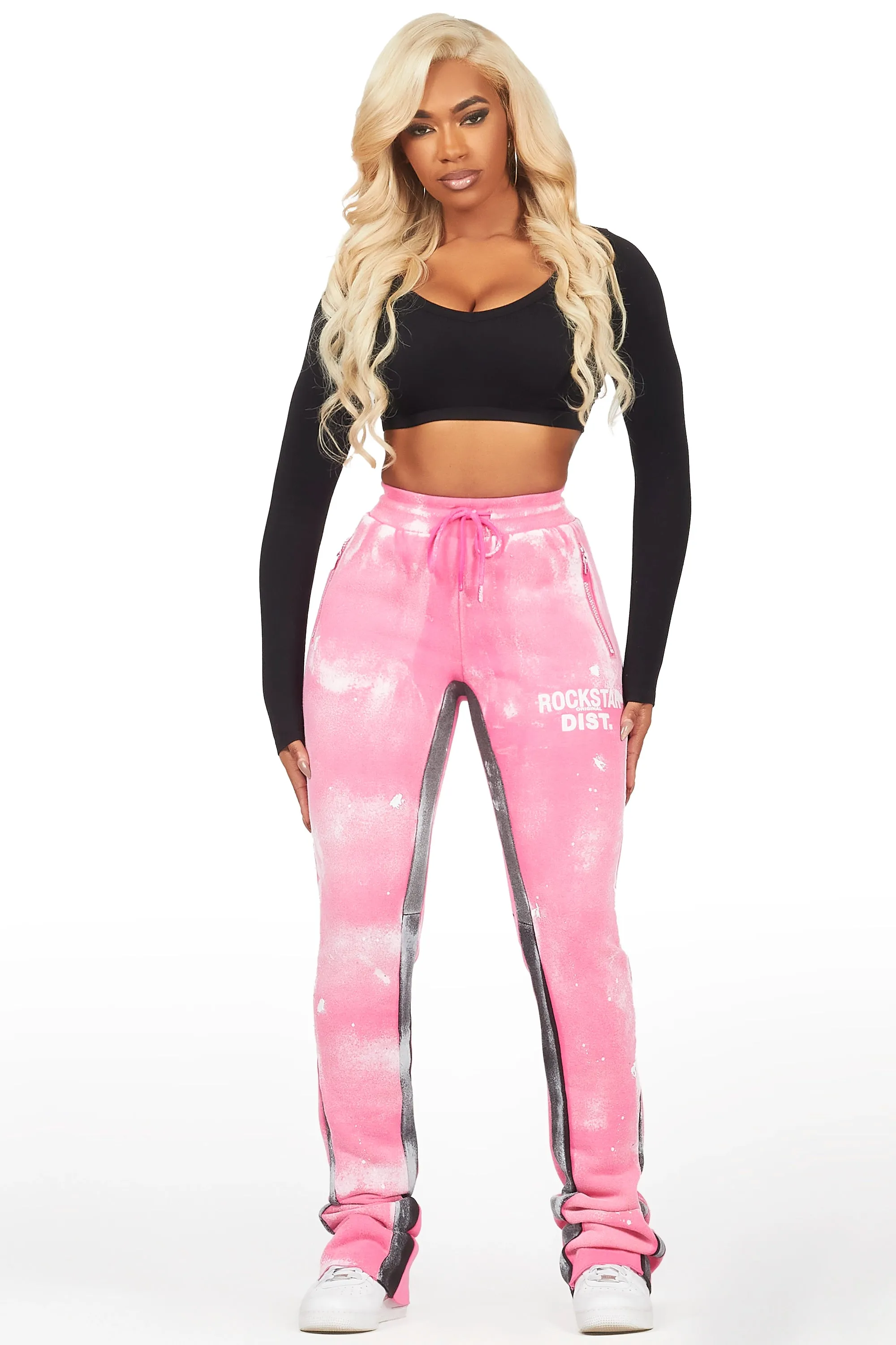 Tanisha Hot Pink Stacked Flare Pant sold by Rockstar Original product image thumbnail 2