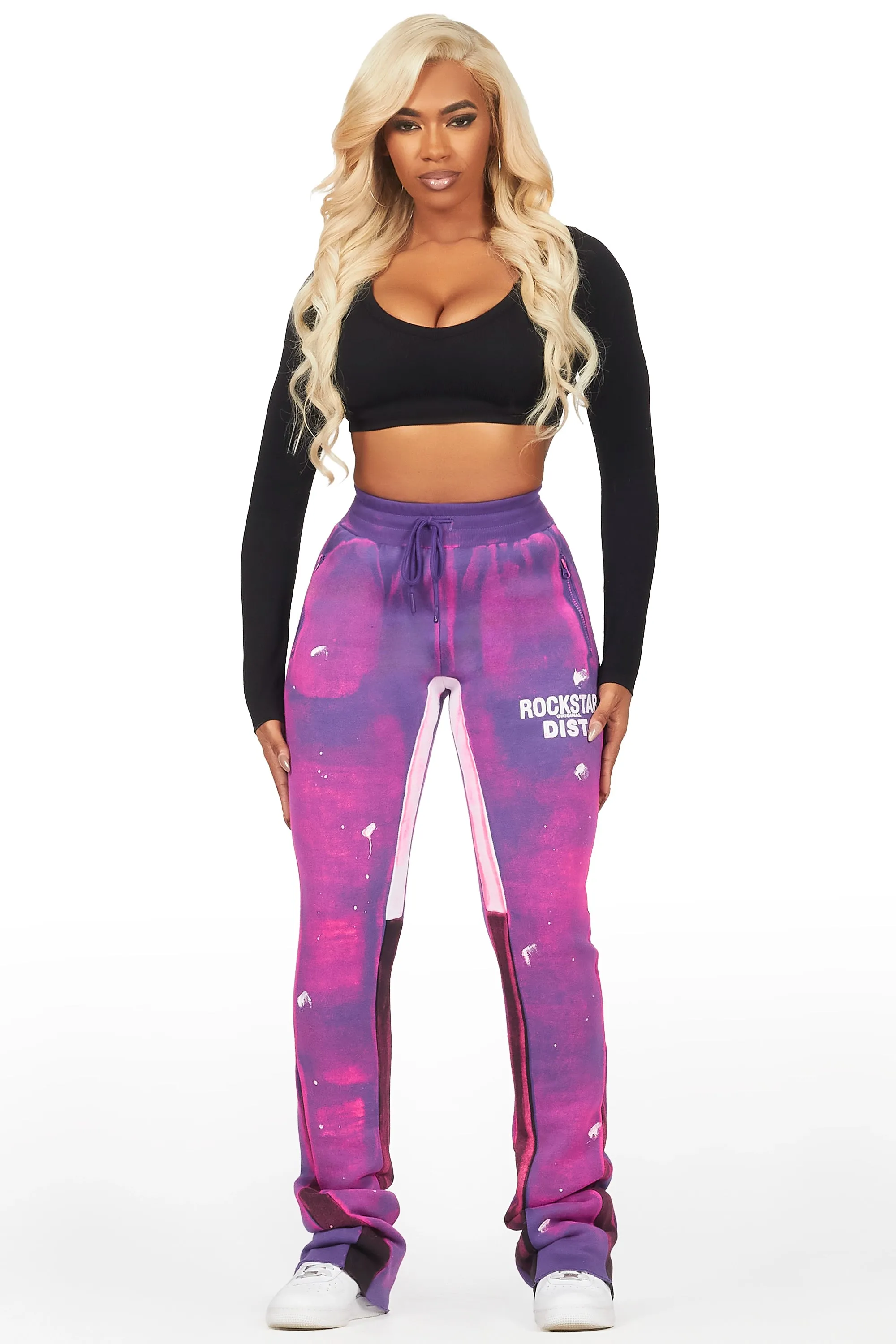 Tanisha Purple Stacked Flare Pant sold by Rockstar Original product image thumbnail 2