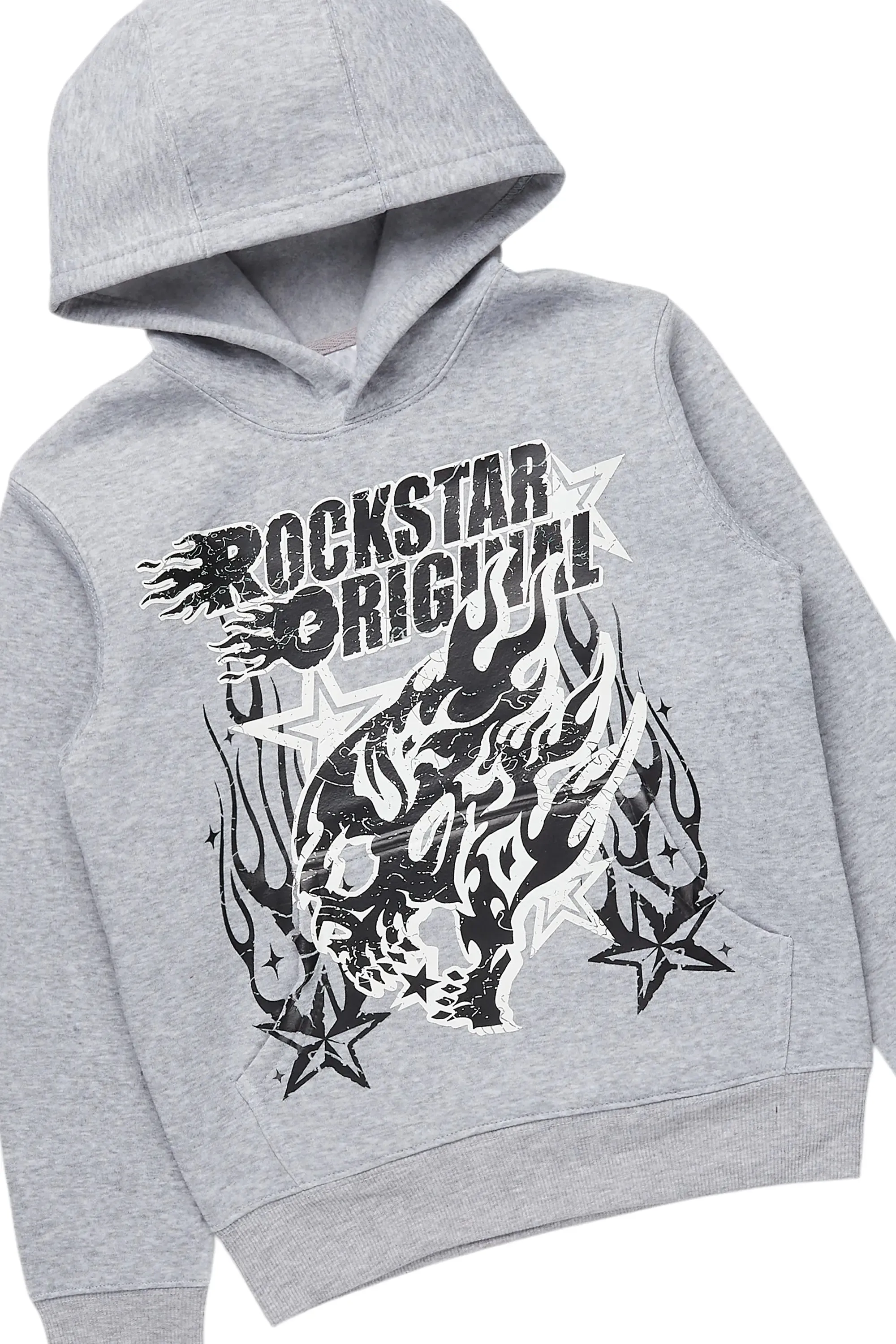 Boys Smitty Light Grey Hoodie/Stacked Flare Jean Set sold by Rockstar Original product image thumbnail 2