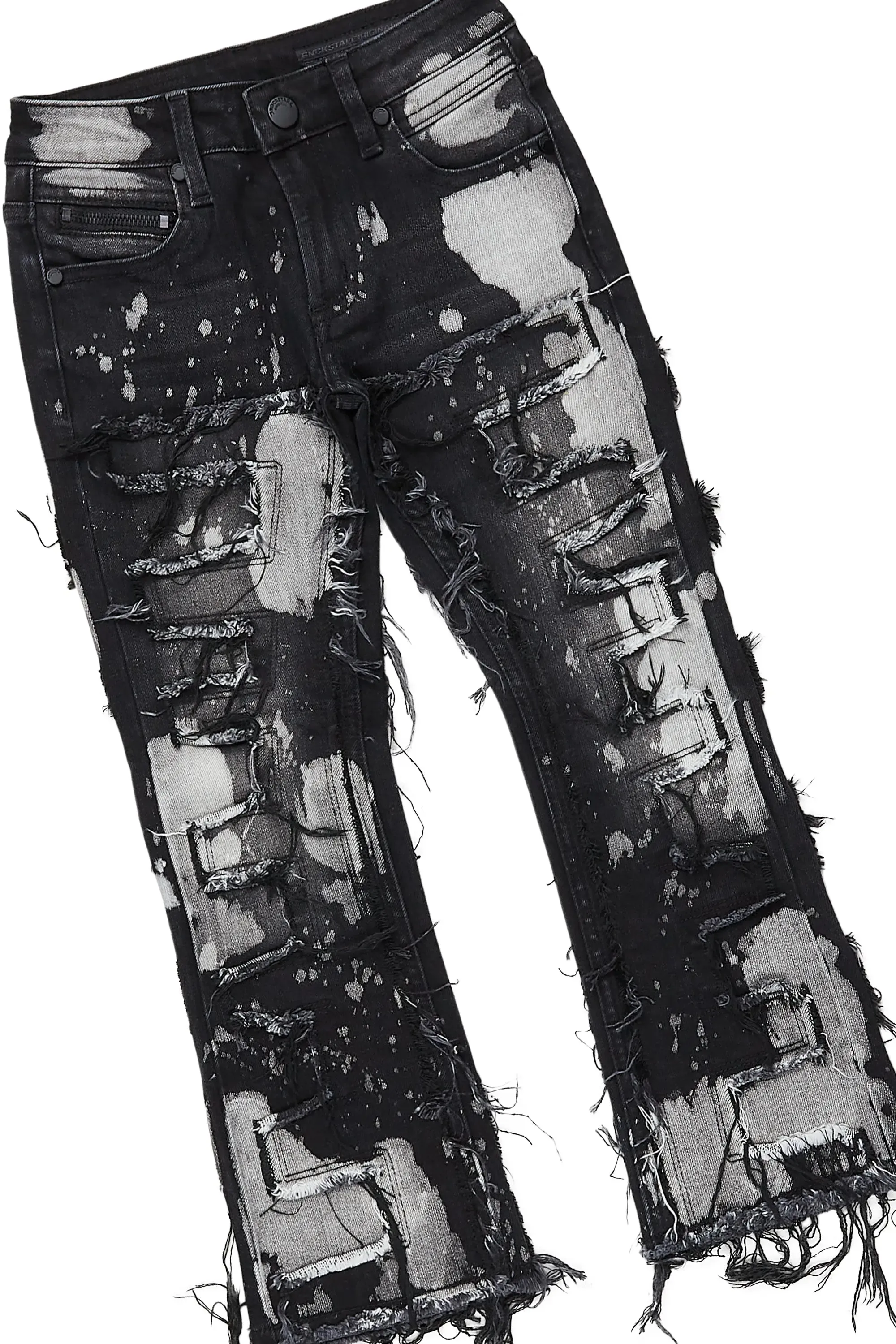 Boys Smitty Light Grey Hoodie/Stacked Flare Jean Set sold by Rockstar Original product image thumbnail 3