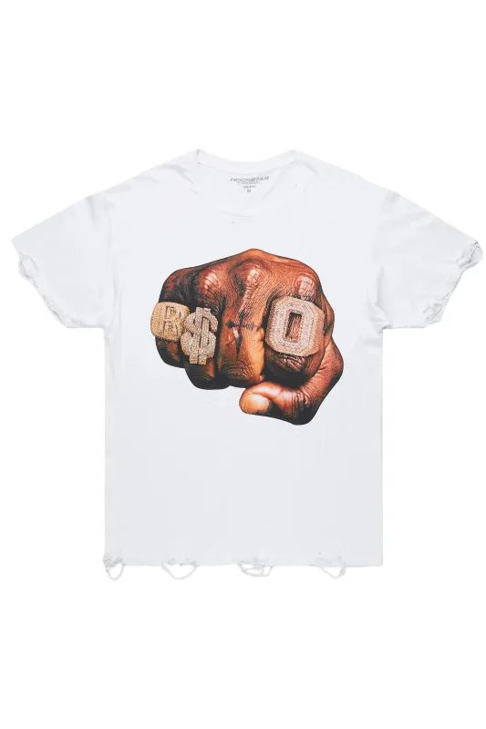 Janus White Oversized Graphic T-Shirt sold by Rockstar Original