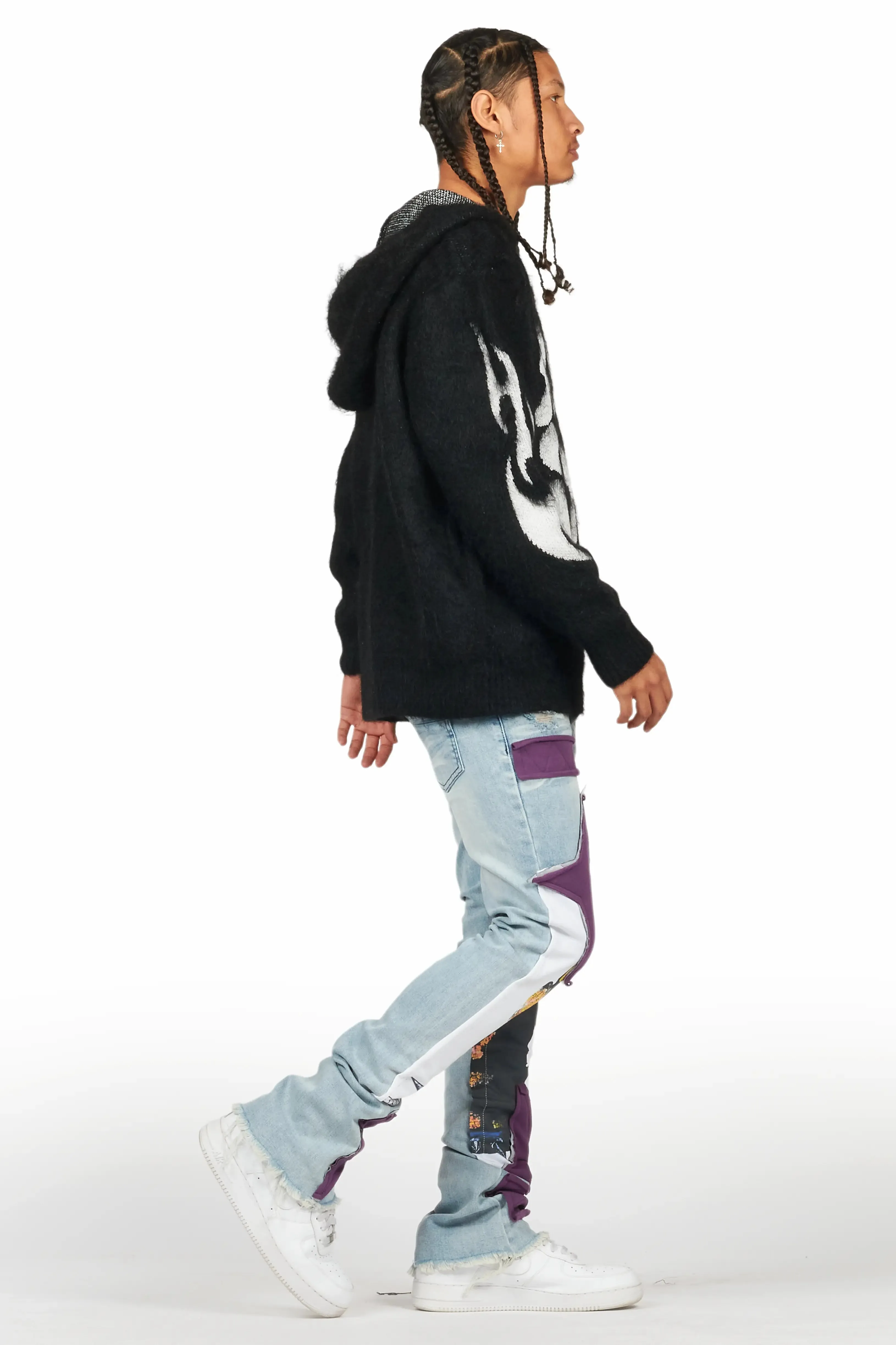 Savage Blue Patchwork Stacked Flare Jean sold by Rockstar Original product image thumbnail 4