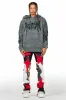 Savage Black/Red Patchwork Stacked Flare Jean sold by Rockstar Original