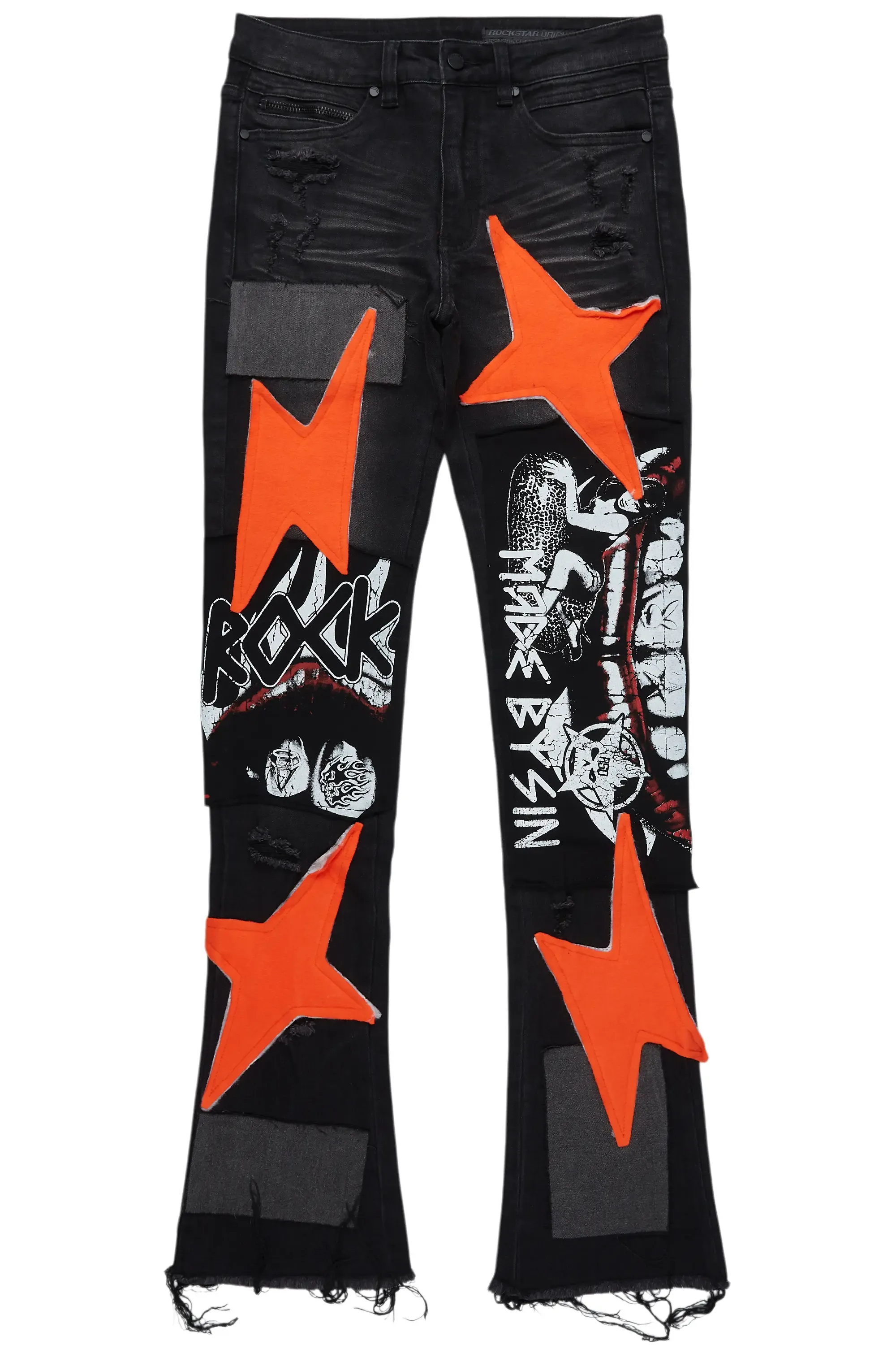 Vadim Black Patchwork Stacked Flare Jean sold by Rockstar Original product image thumbnail 2