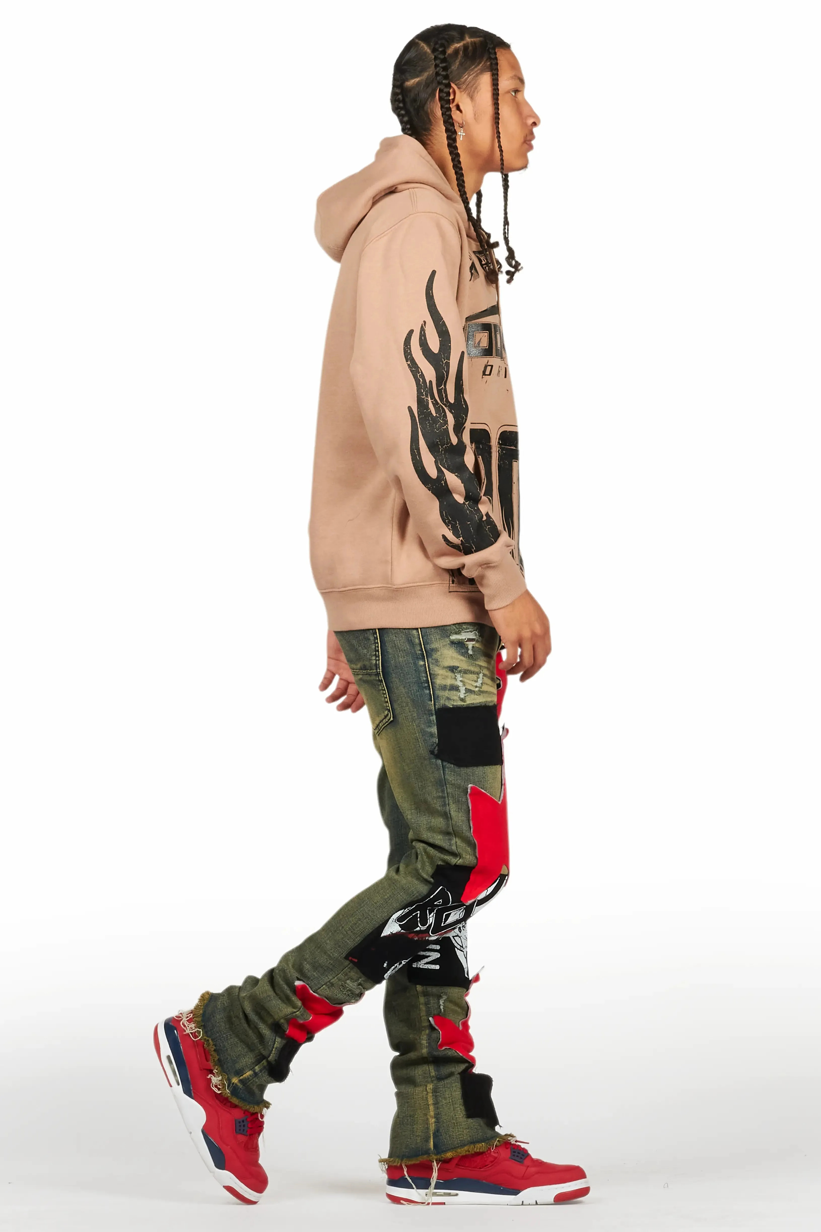 Vadim Blue Patchwork Stacked Flare Jean sold by Rockstar Original product image thumbnail 4