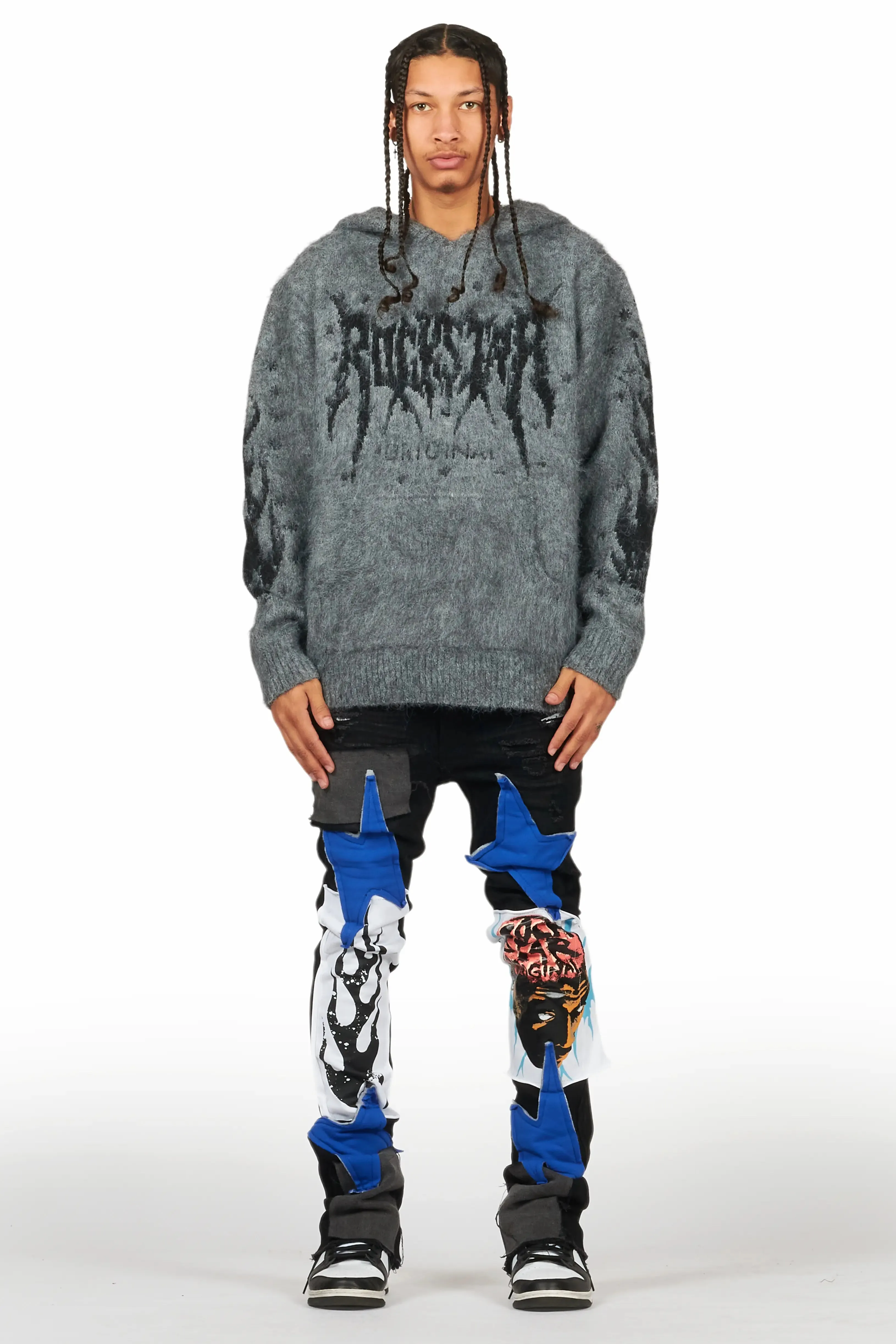 Edgar Jet Black Patchwork Stacked Flare Jean sold by Rockstar Original product image thumbnail 3