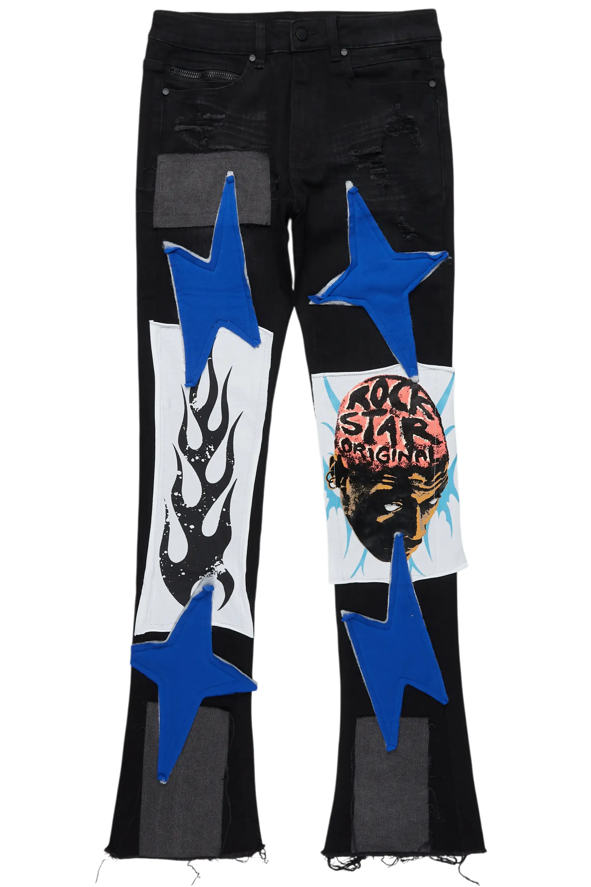 Edgar Jet Black Patchwork Stacked Flare Jean sold by Rockstar Original product image thumbnail 2