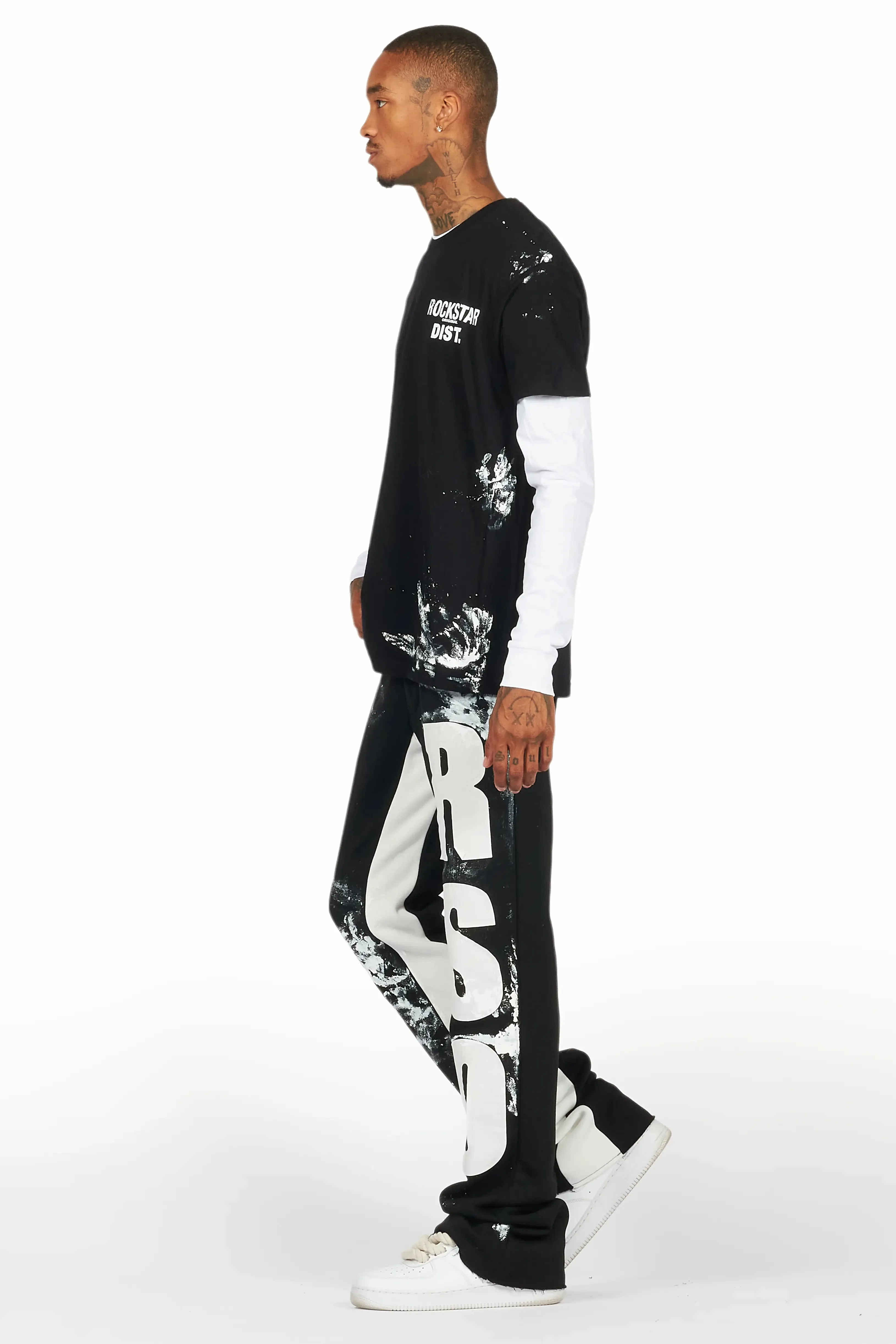 Allard Black/White Double Layer T-Shirt/Baggy Pant Set sold by Rockstar Original product image thumbnail 5