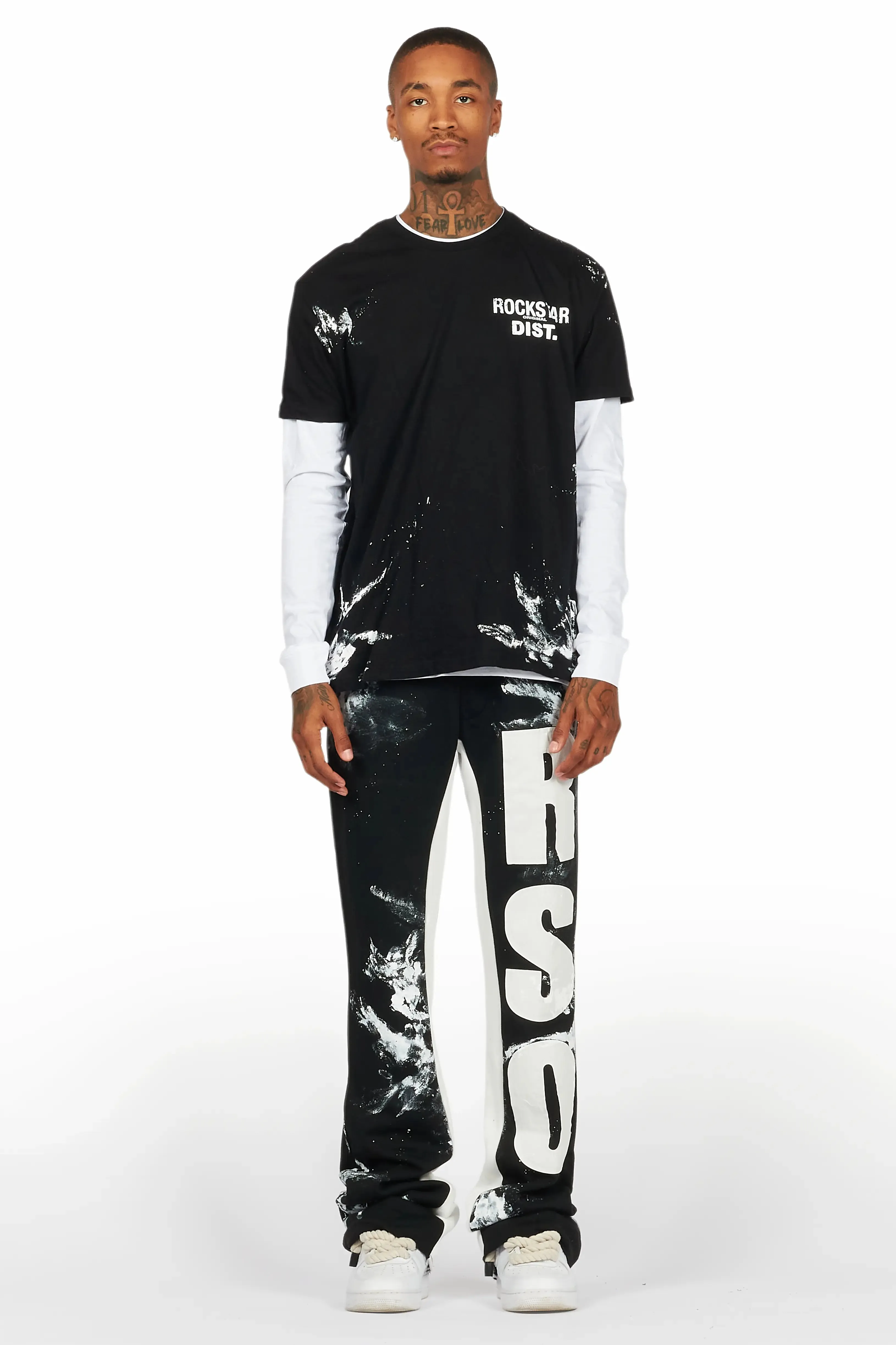 Allard Black/White Double Layer T-Shirt/Baggy Pant Set sold by Rockstar Original product image thumbnail 2