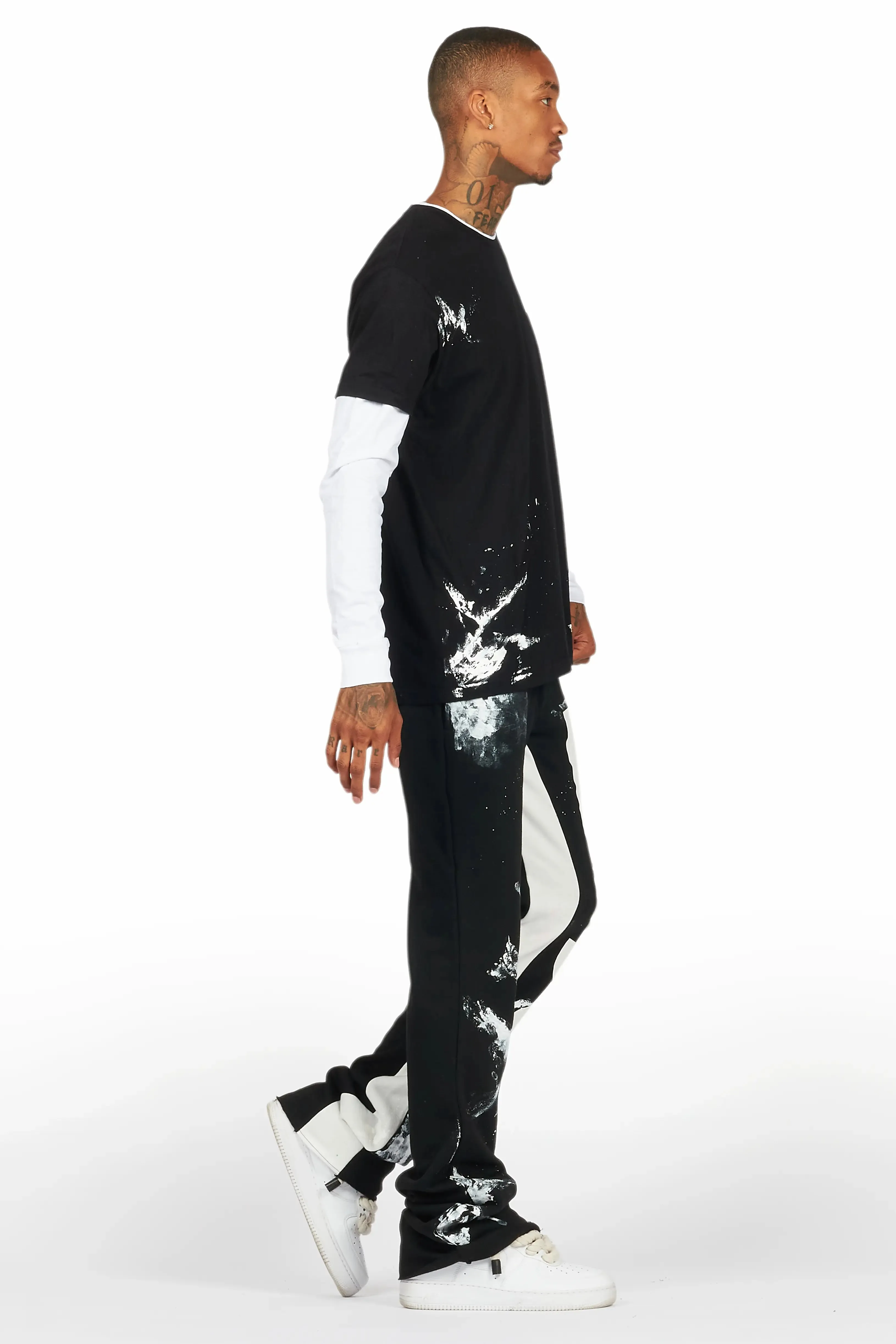 Allard Black/White Double Layer T-Shirt/Baggy Pant Set sold by Rockstar Original product image thumbnail 3