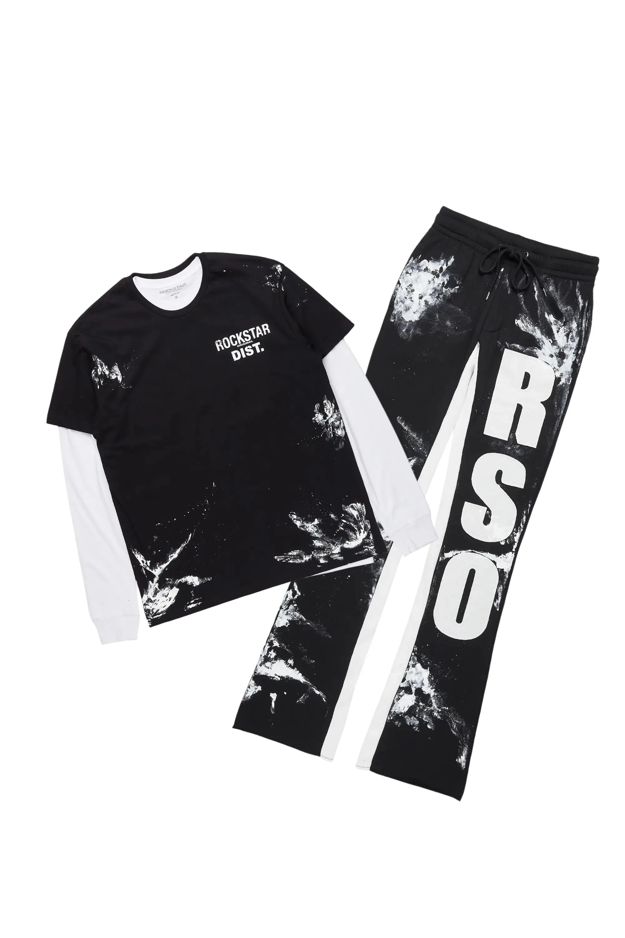 Allard Black/White Double Layer T-Shirt/Baggy Pant Set sold by Rockstar Original