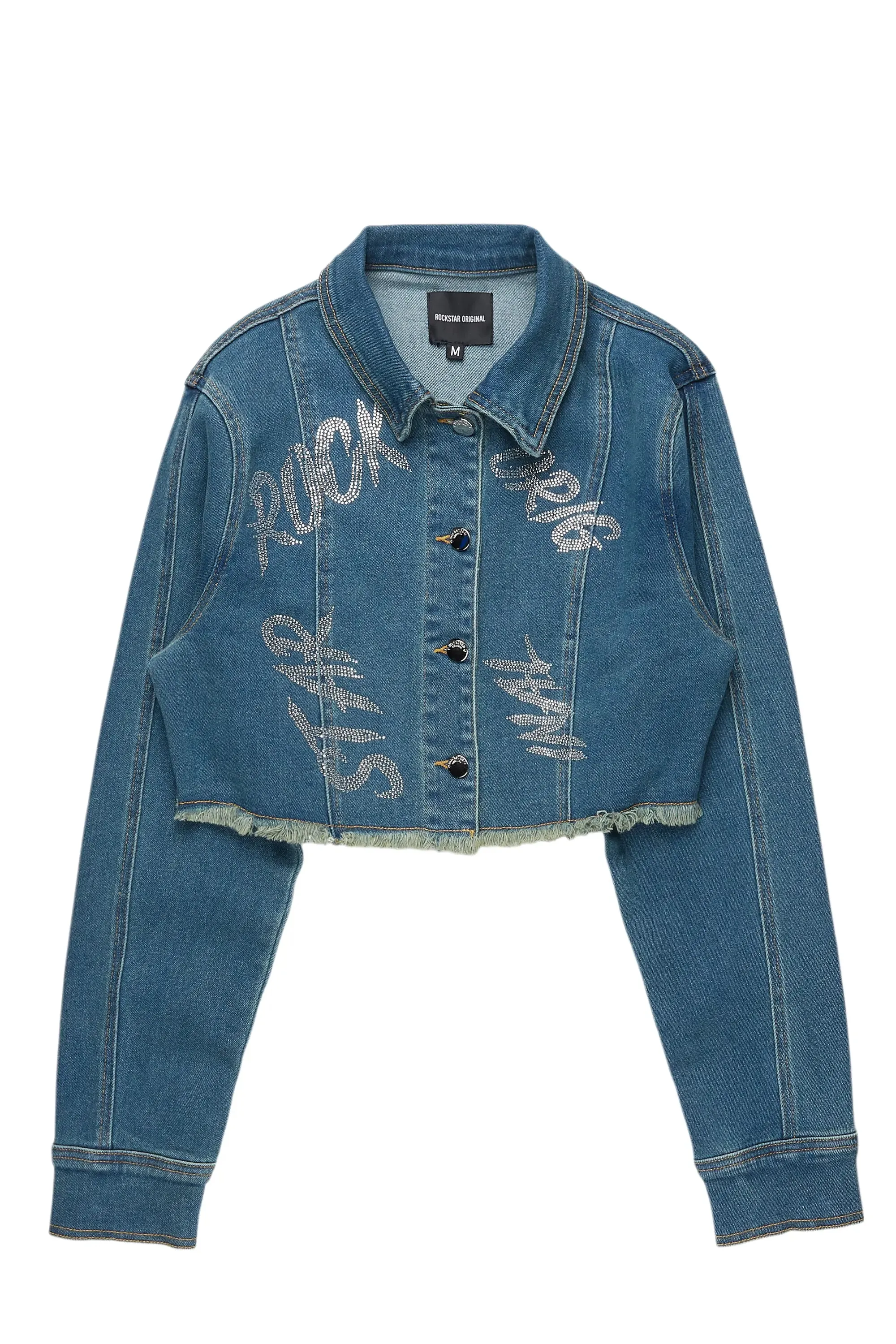 Chequea Tinted Dark Wash Crop Denim Jacket sold by Rockstar Original