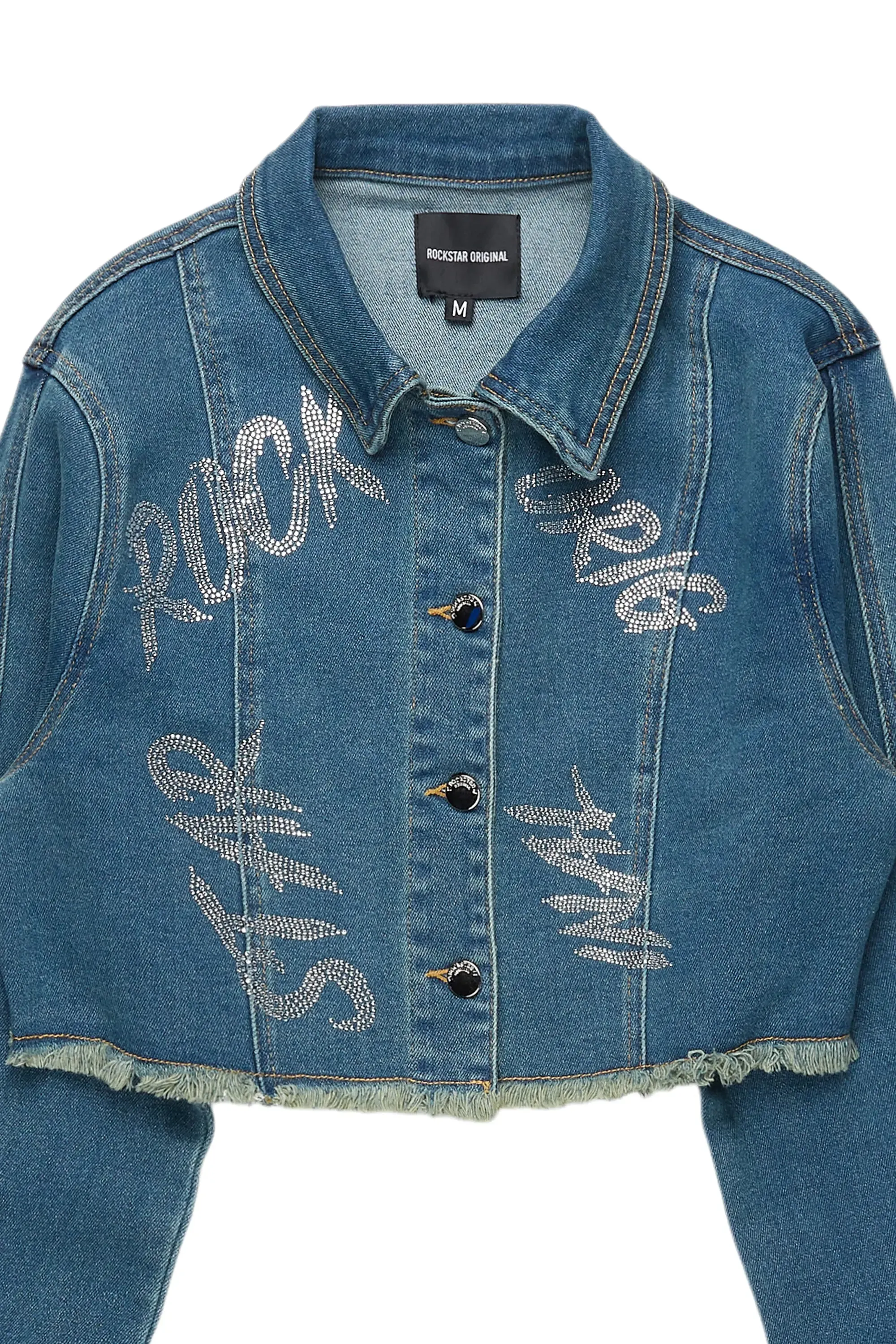 Chequea Tinted Dark Wash Crop Denim Jacket sold by Rockstar Original product image thumbnail 2