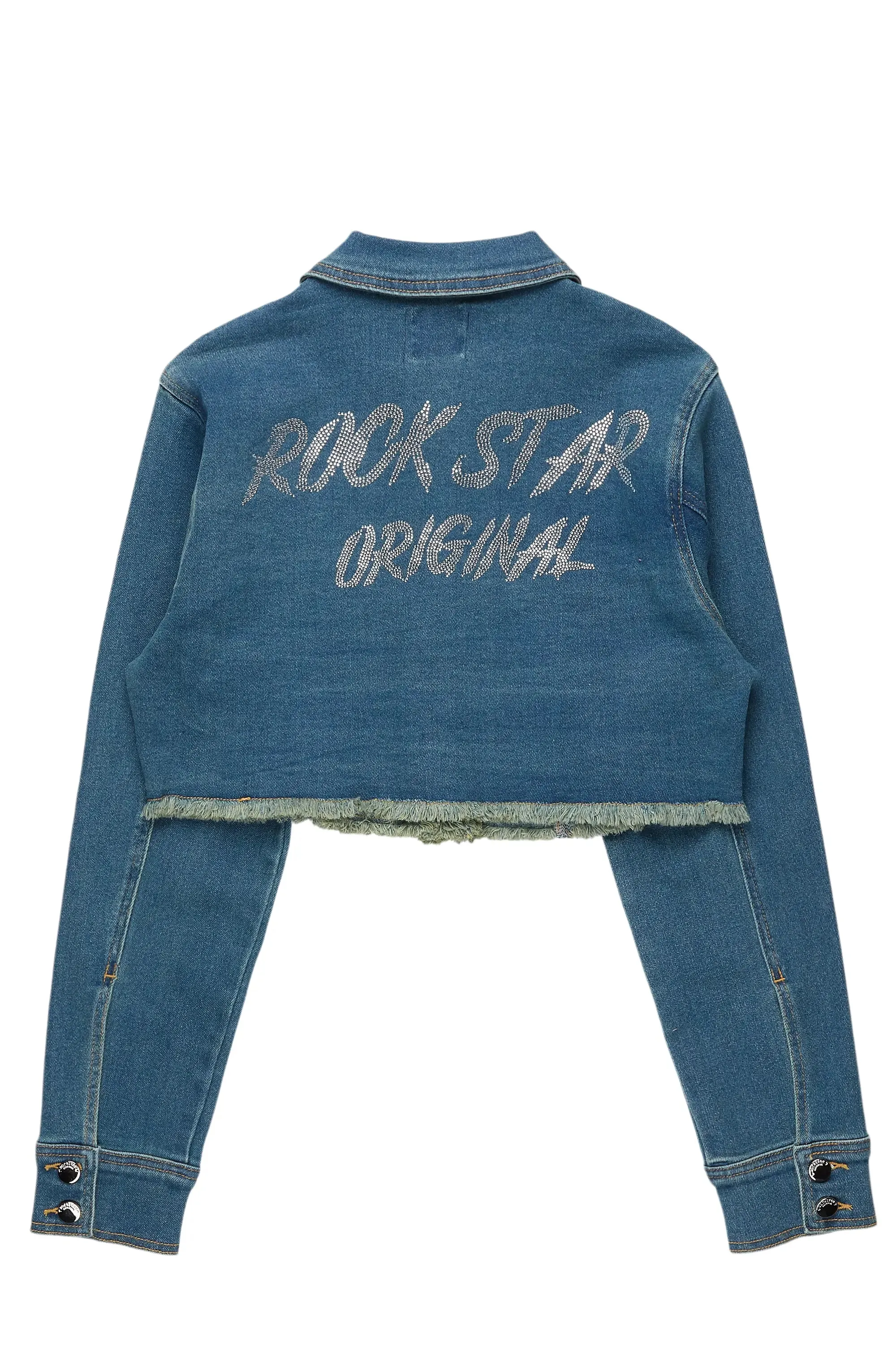 Chequea Tinted Dark Wash Crop Denim Jacket sold by Rockstar Original product image thumbnail 3