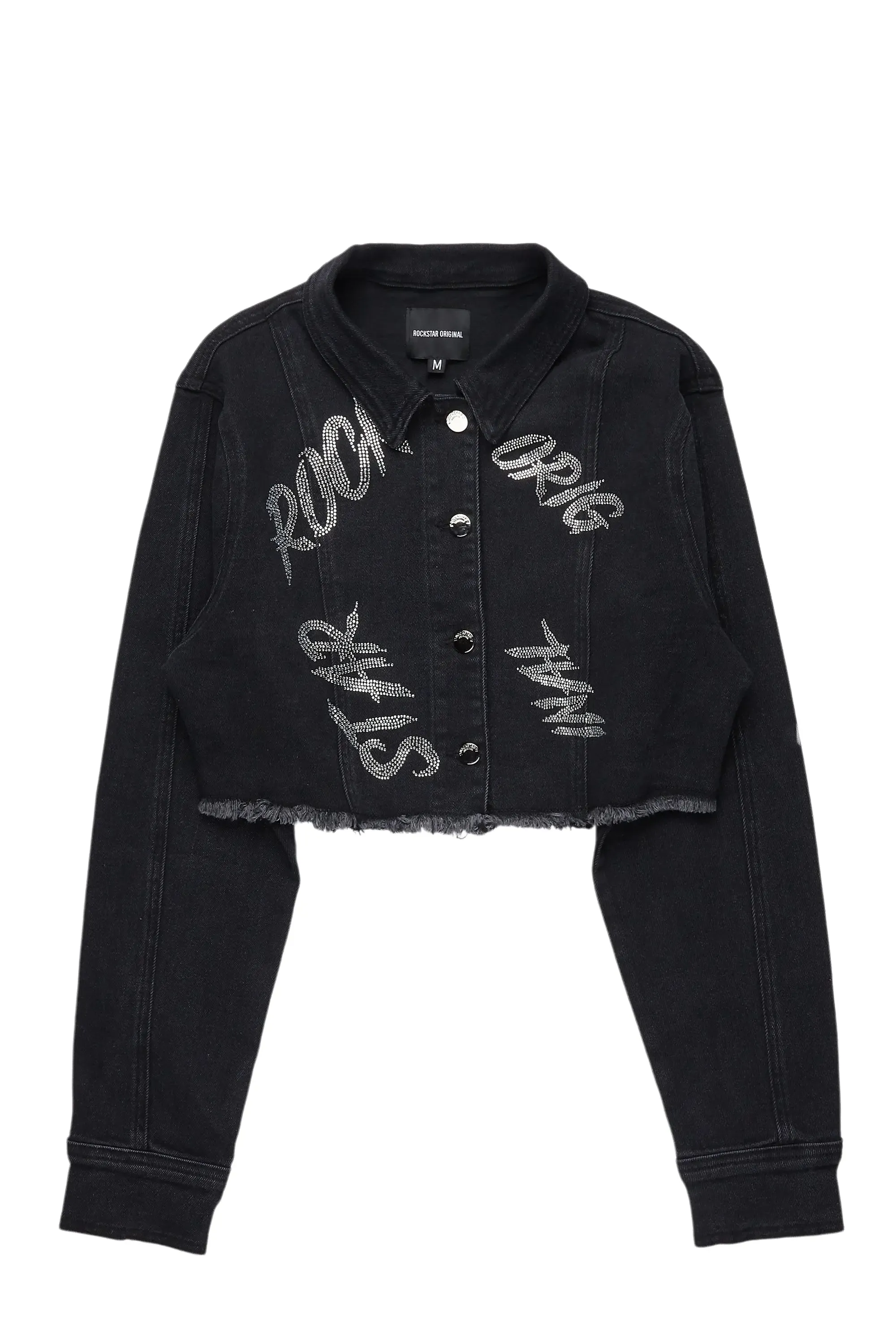 Chequea Black Crop Denim Jacket sold by Rockstar Original