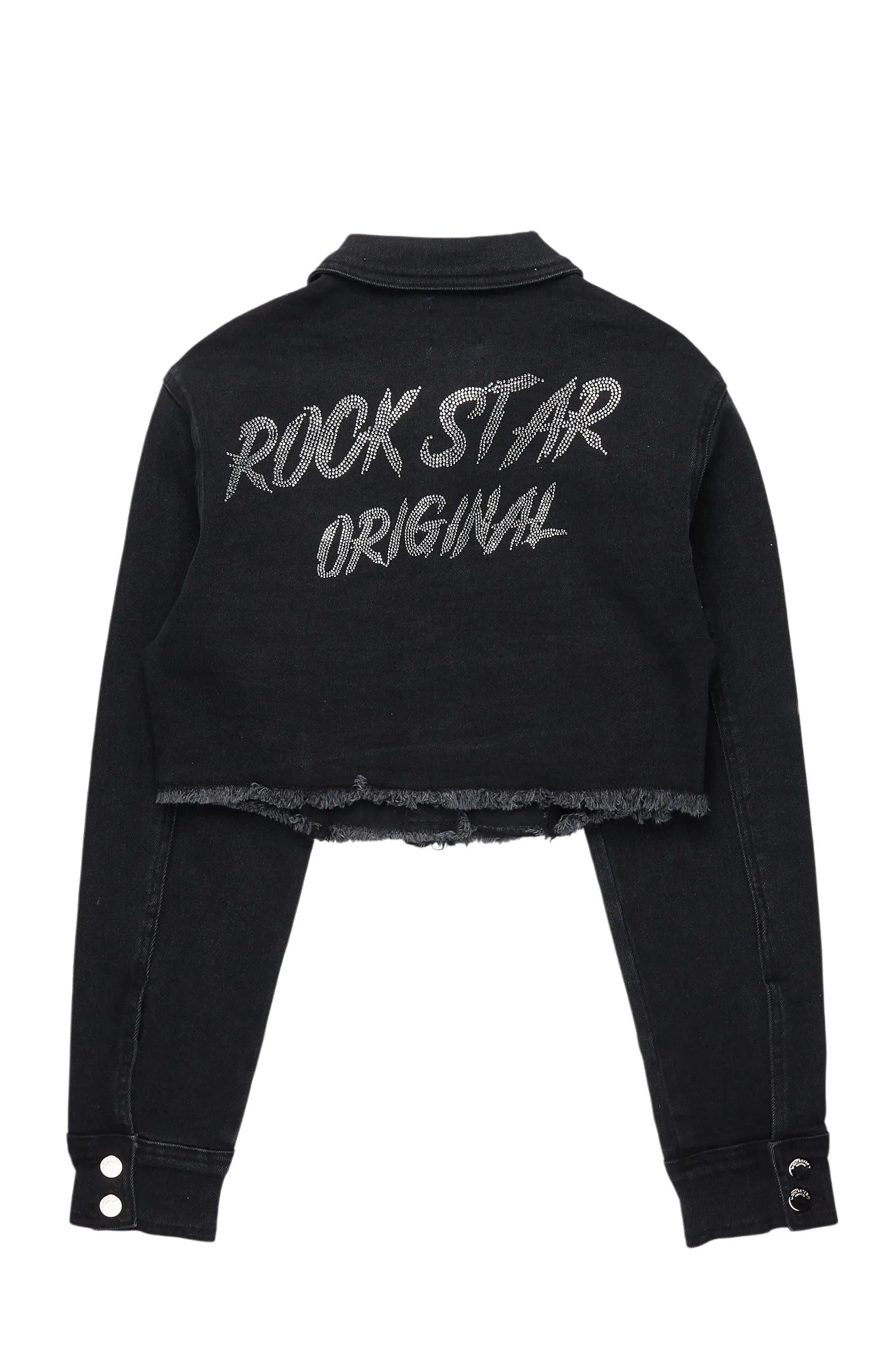 Chequea Black Crop Denim Jacket sold by Rockstar Original product image thumbnail 3