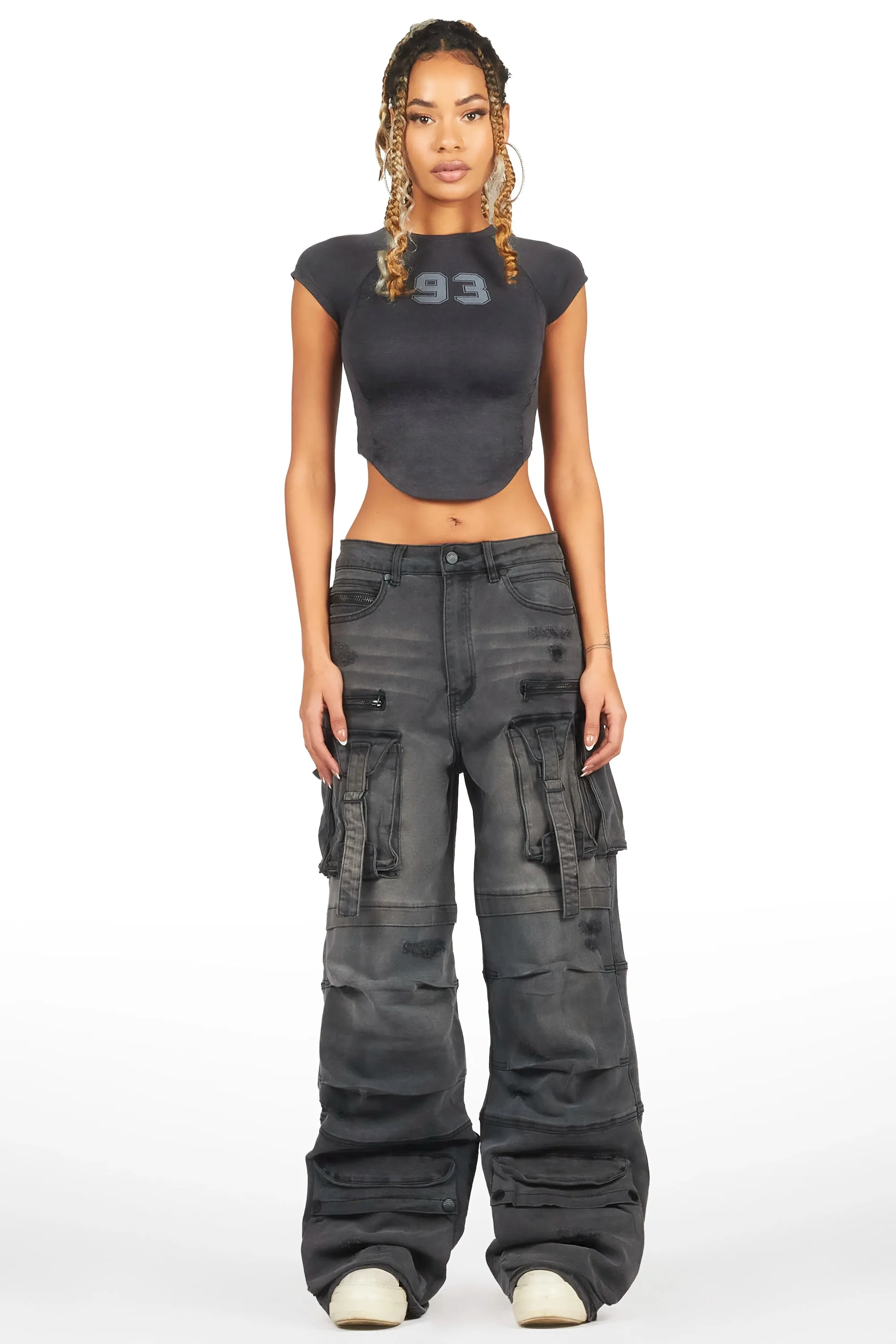 Tarella Black Wash Wide Leg Jean sold by Rockstar Original product image thumbnail 3