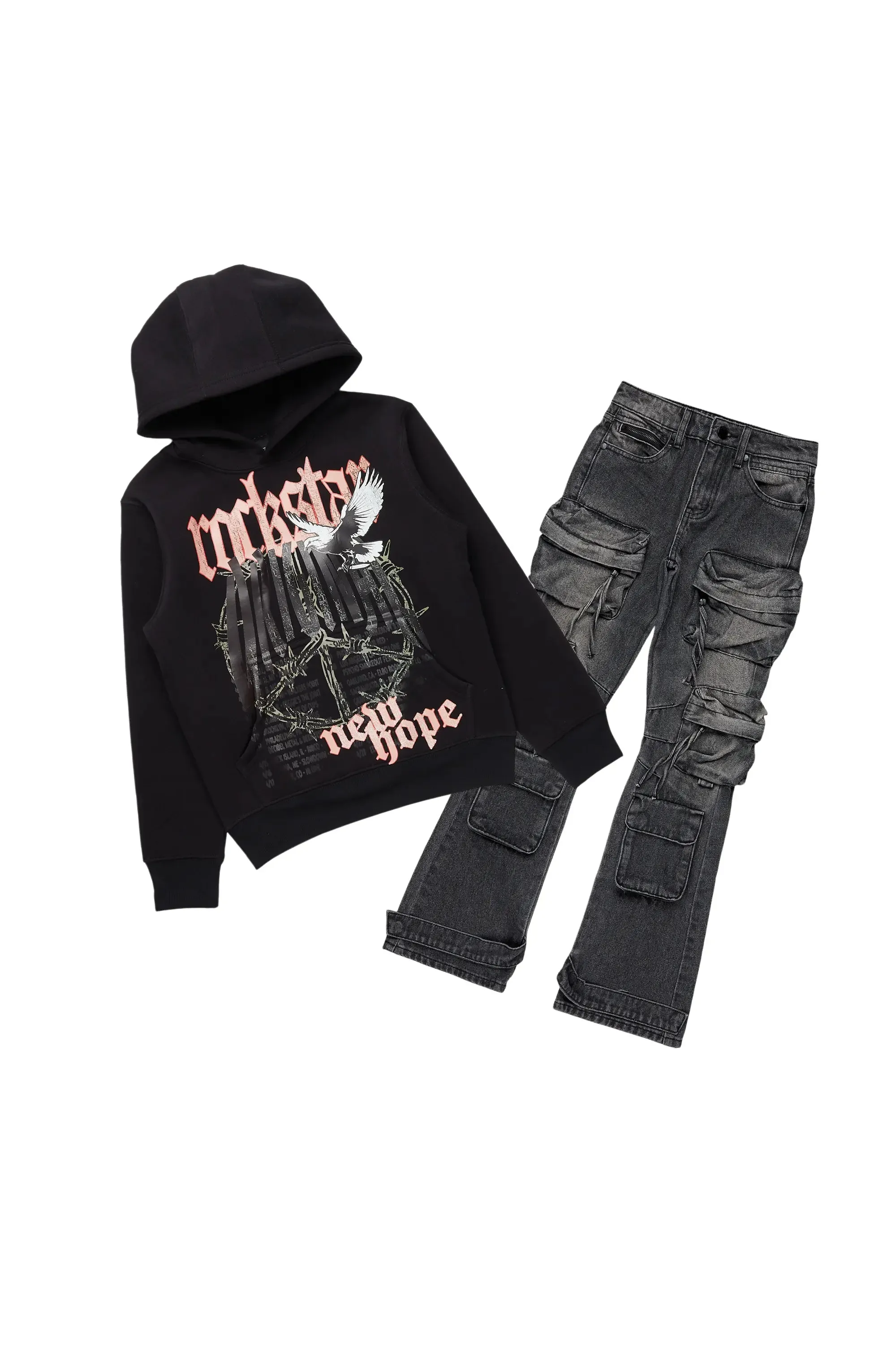 Boys New Hope Black Hoodie/Baggy Fit Jean Set sold by Rockstar Original