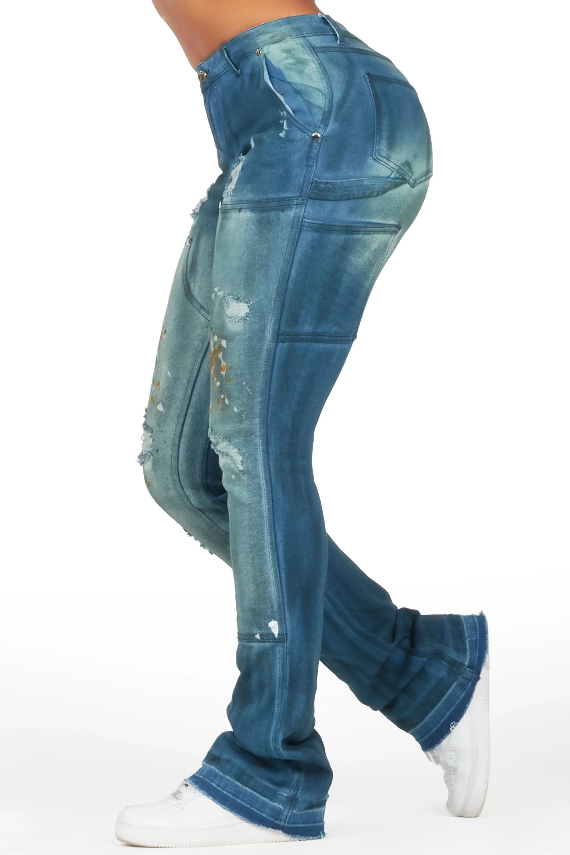 Miesha Blue Stacked Flare Jean sold by Rockstar Original product image thumbnail 3