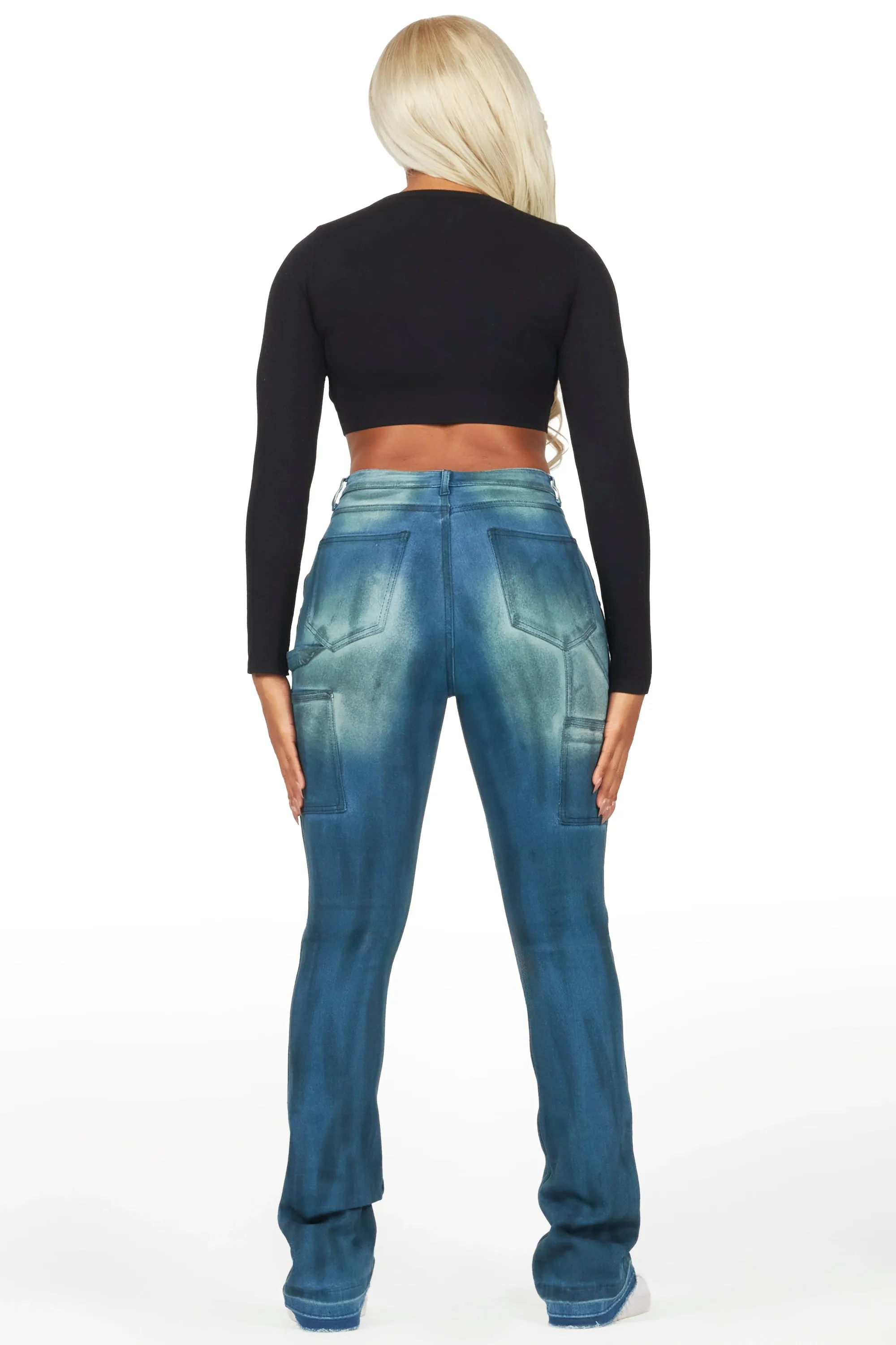 Miesha Blue Stacked Flare Jean sold by Rockstar Original product image thumbnail 5