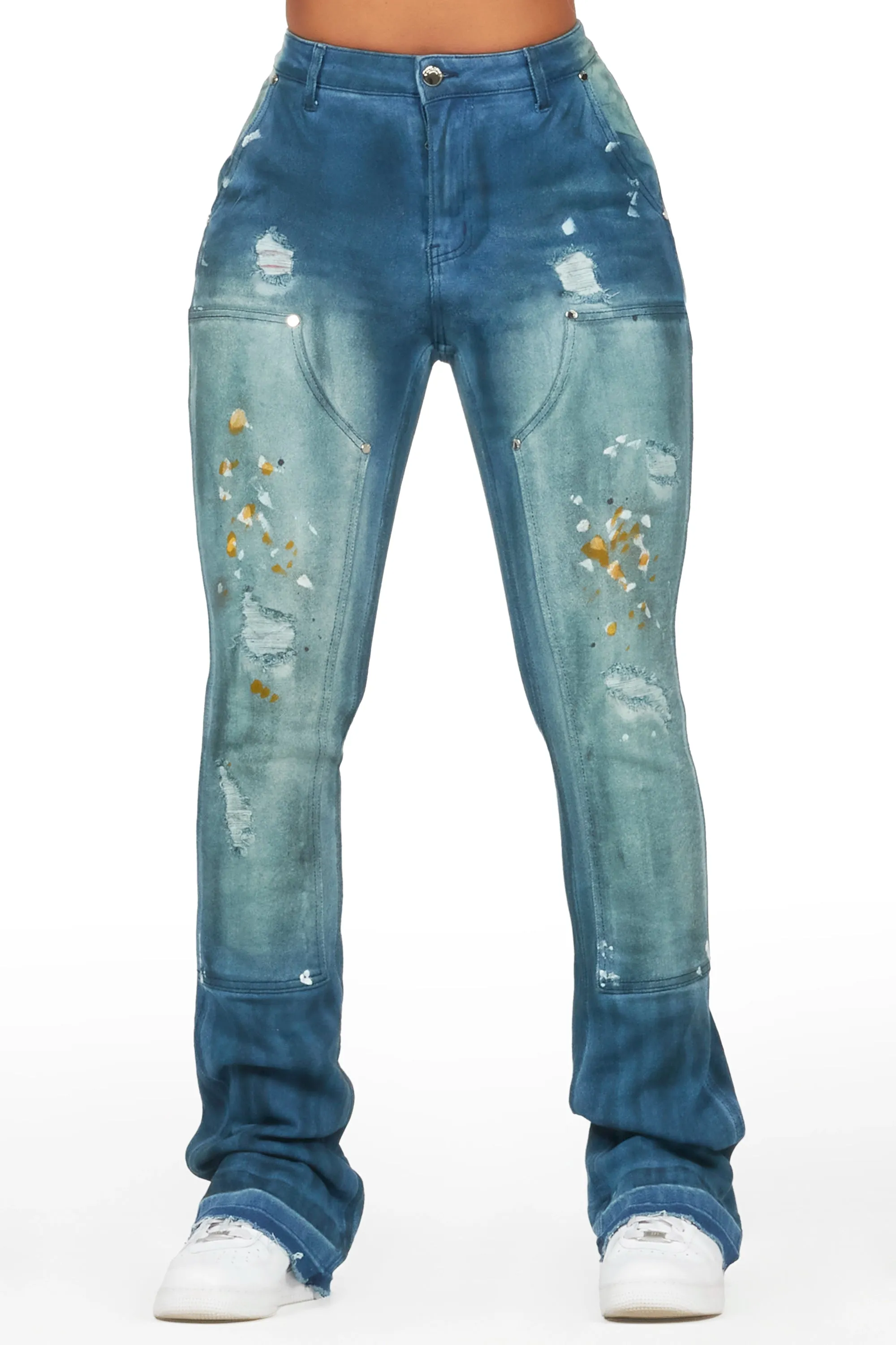 Miesha Blue Stacked Flare Jean sold by Rockstar Original