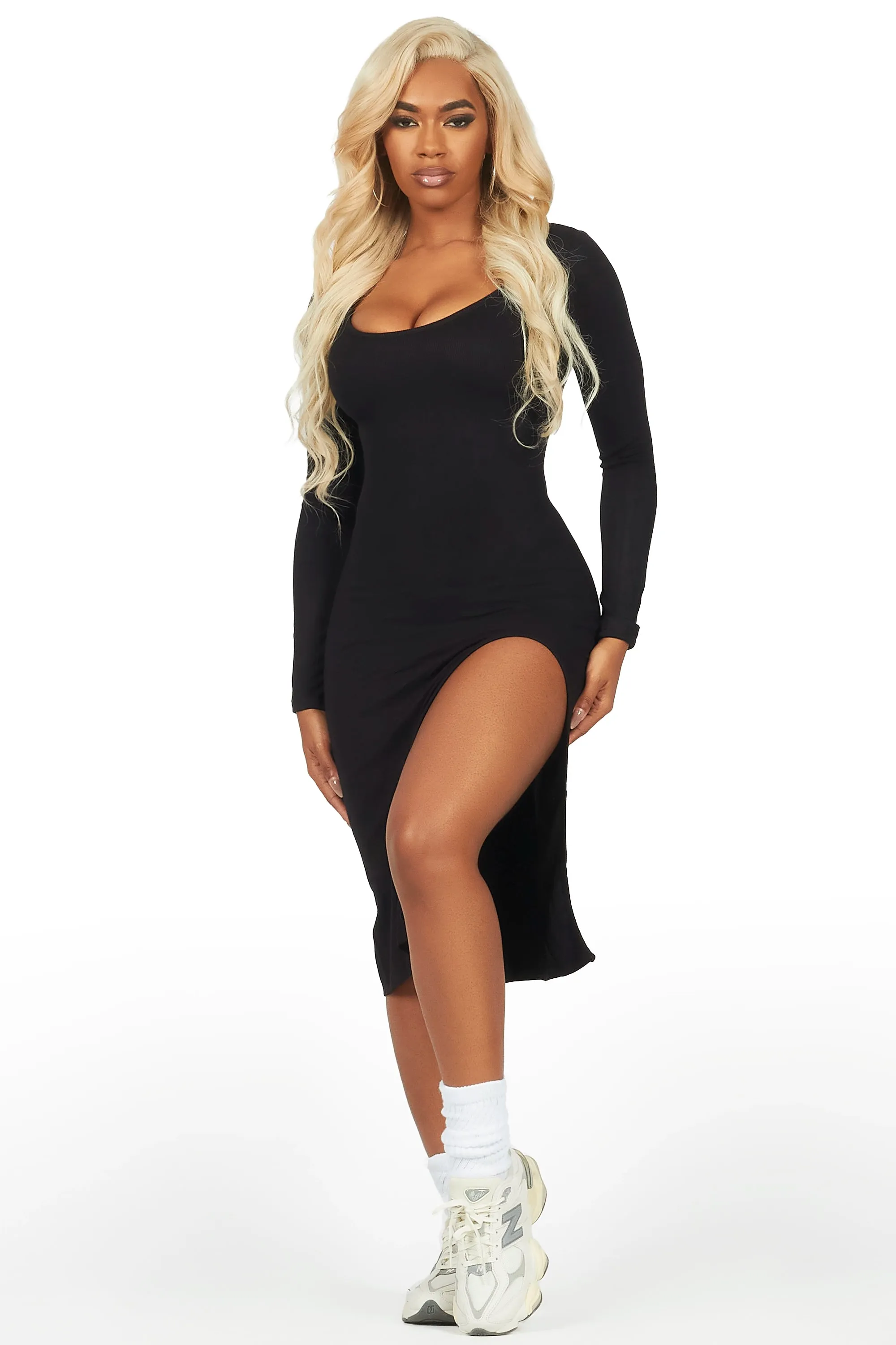 Dionna Black Basic Midi Dress sold by Rockstar Original