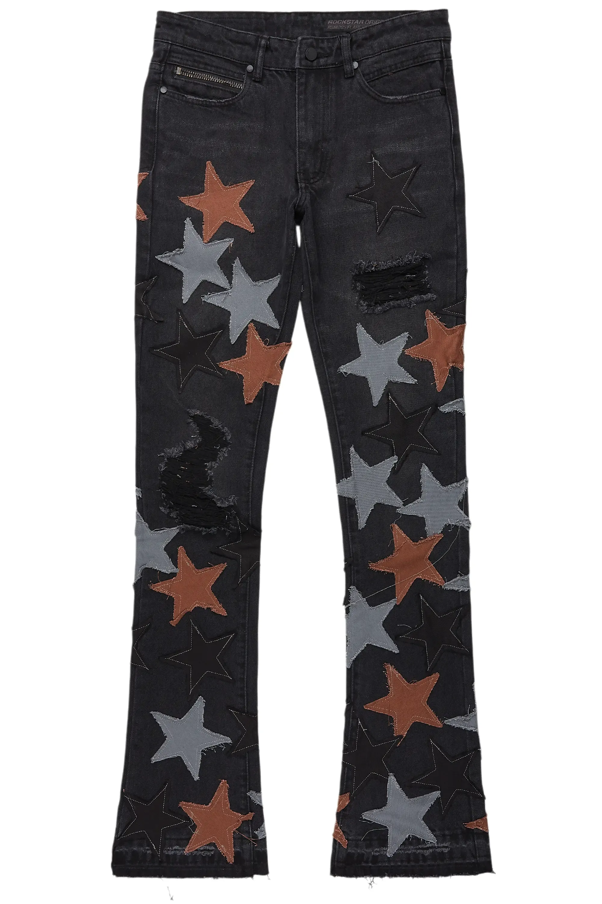 StarLane Black Stacked Flare Jean sold by Rockstar Original