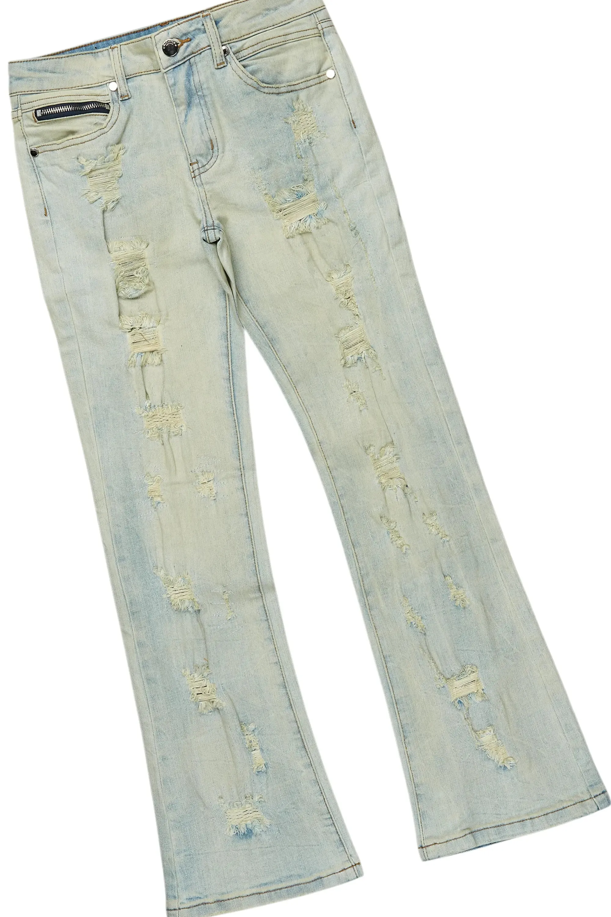 Boys Soweto Navy Hoodie/Stacked Flare Jean Set sold by Rockstar Original product image thumbnail 3