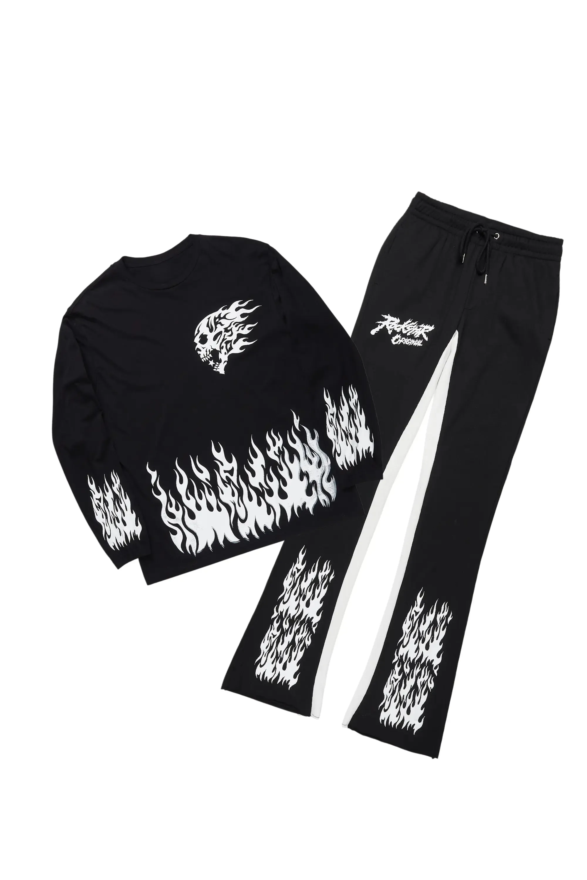 Bubble Black/White Long Sleeve T-Shirt/Baggy Pant Set sold by Rockstar Original