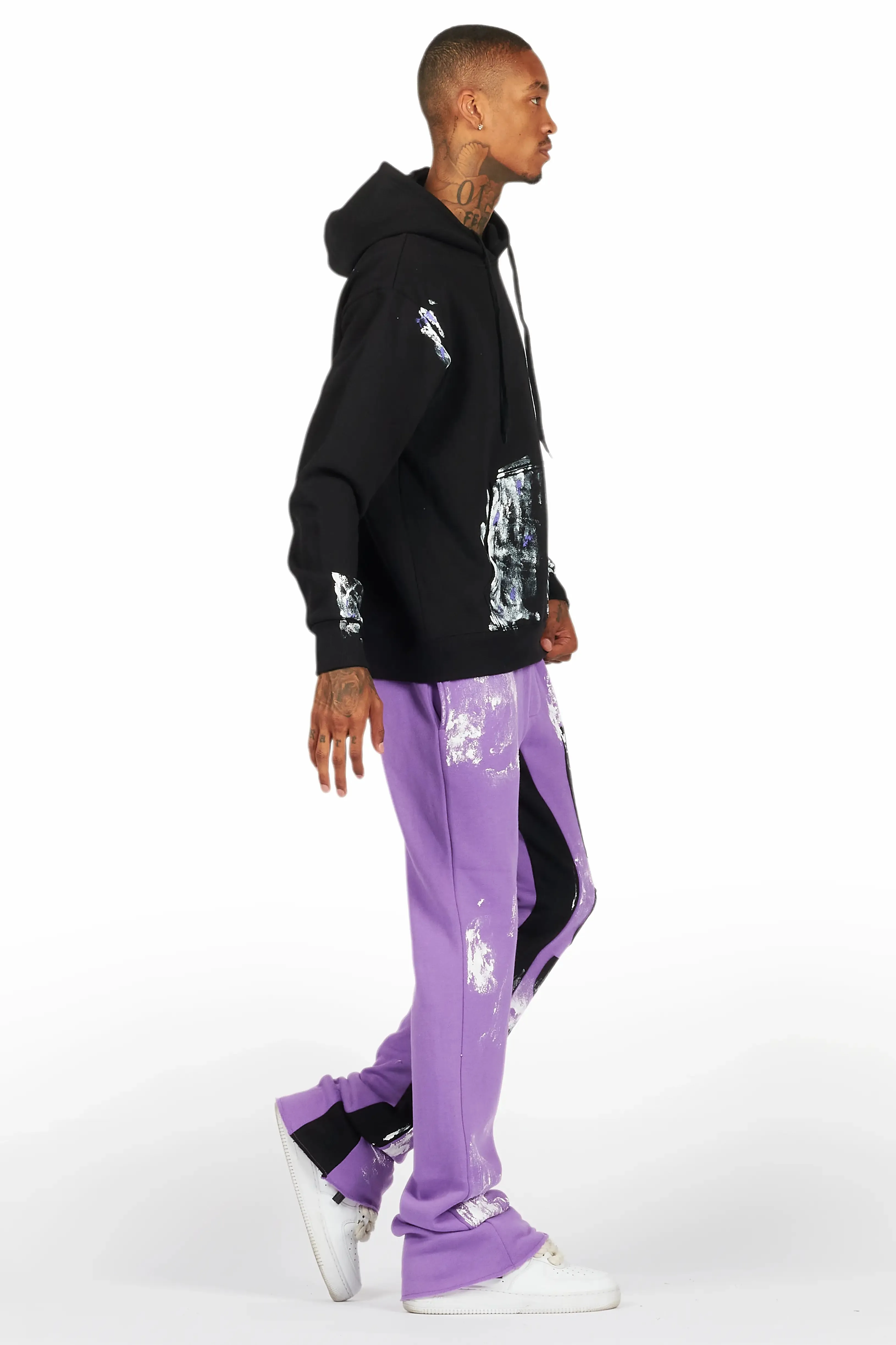 Mattox Black/Purple Hoodie/Baggy Stacked Flare Pant Set sold by Rockstar Original product image thumbnail 3