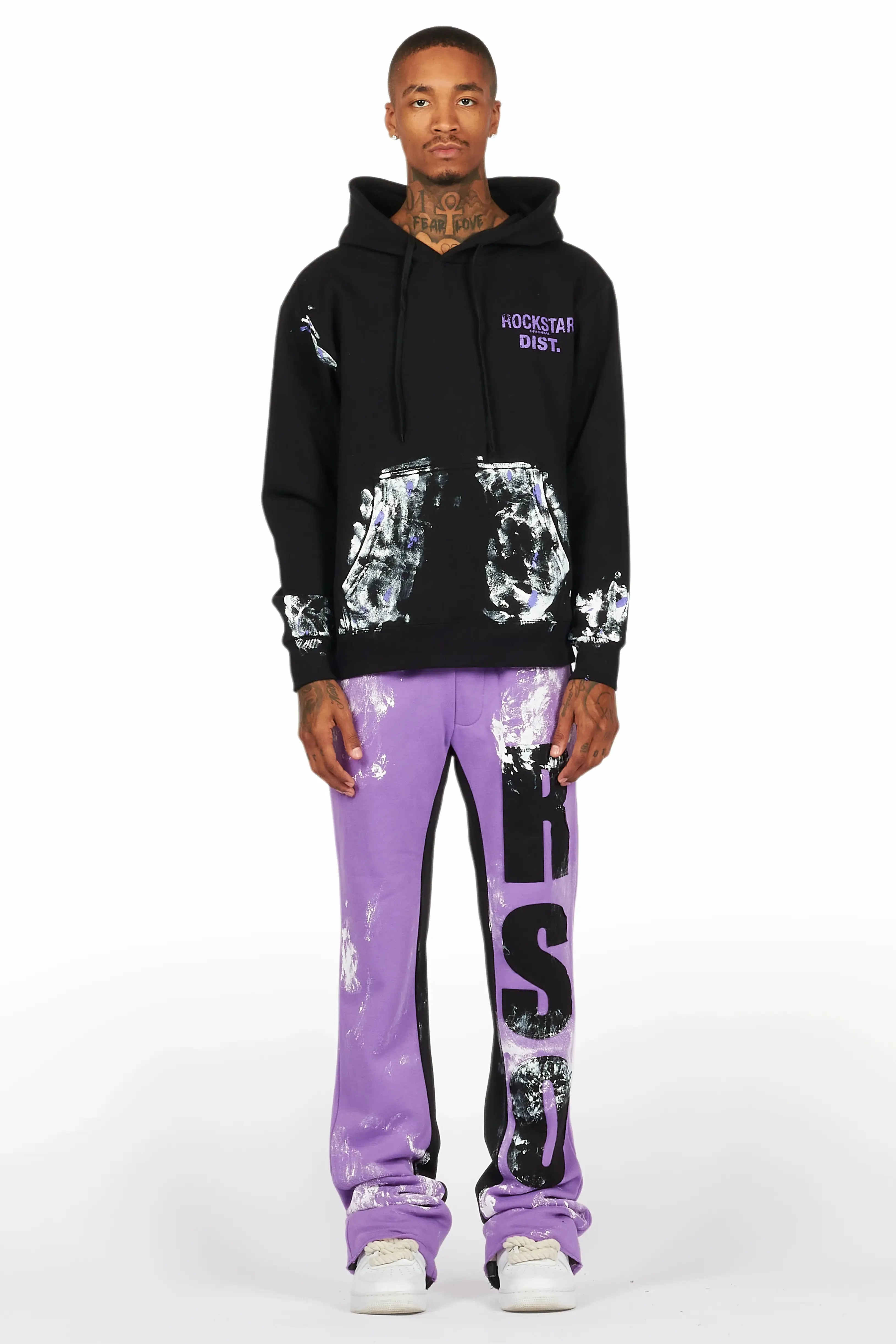 Mattox Black/Purple Hoodie/Baggy Stacked Flare Pant Set sold by Rockstar Original product image thumbnail 2