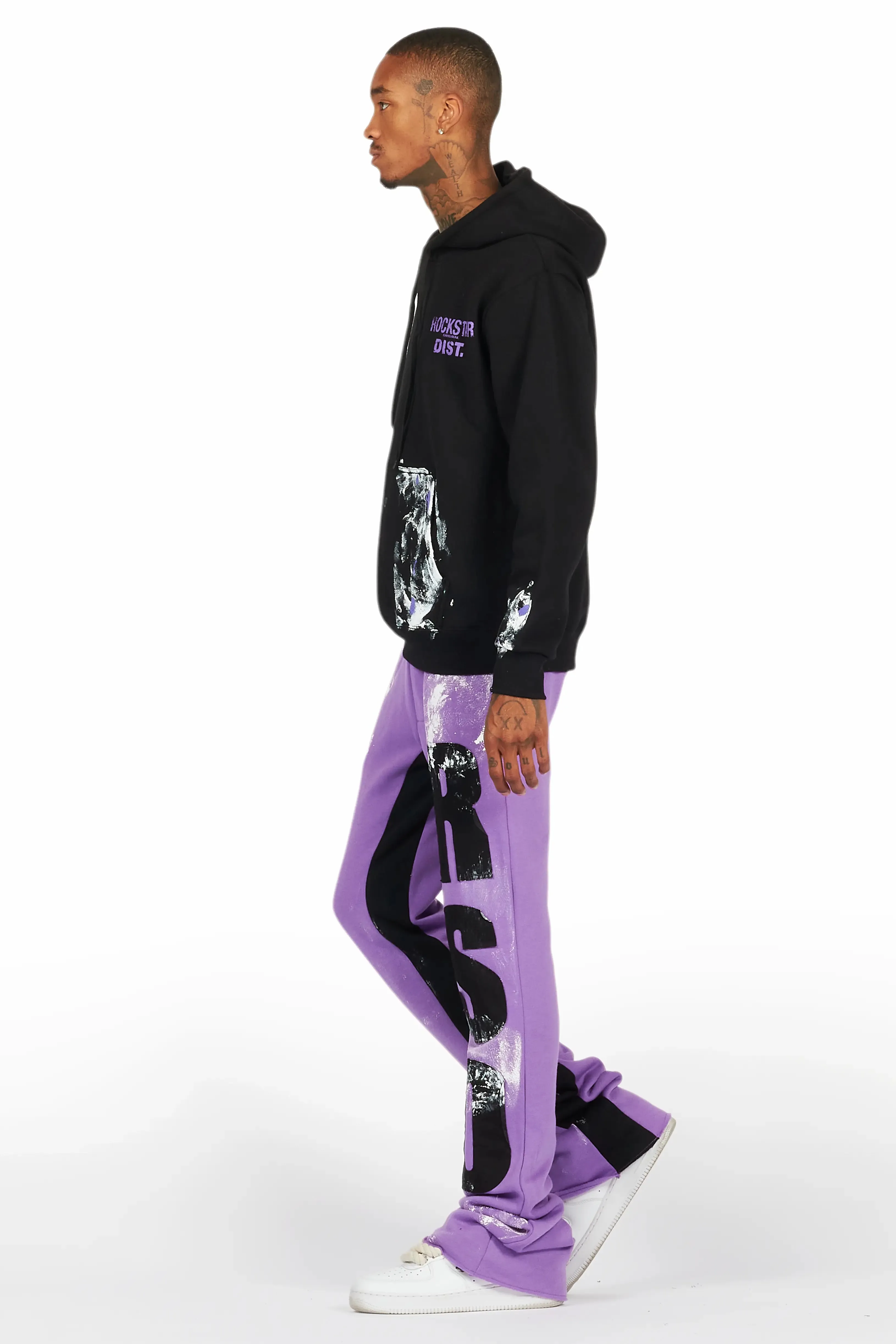 Mattox Black/Purple Hoodie/Baggy Stacked Flare Pant Set sold by Rockstar Original product image thumbnail 5