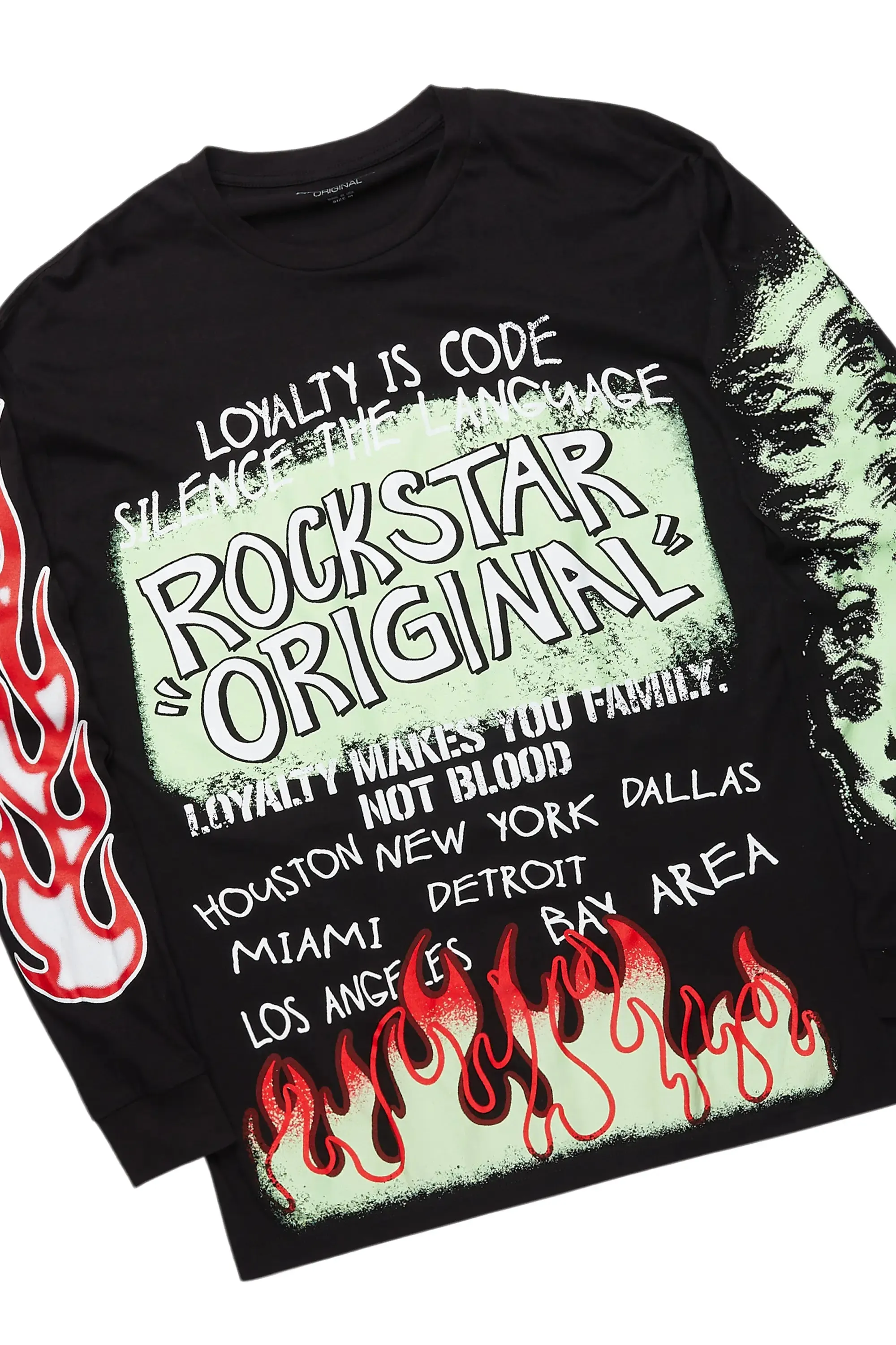 Beno Black Long Sleeve T-Shirt/Baggy Pant Set sold by Rockstar Original product image thumbnail 2