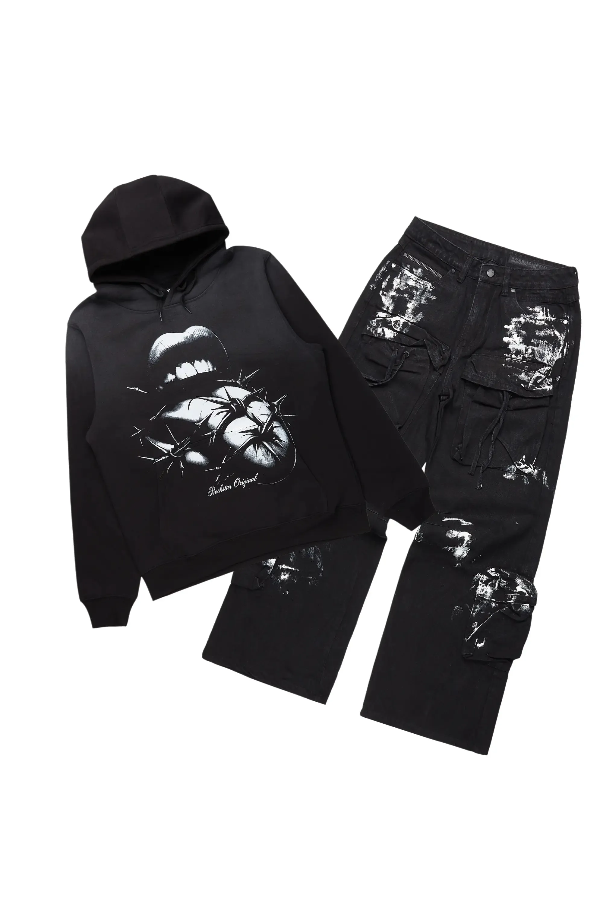 Schmear Black/White Hoodie/Baggy Fit Jean Bundle sold by Rockstar Original