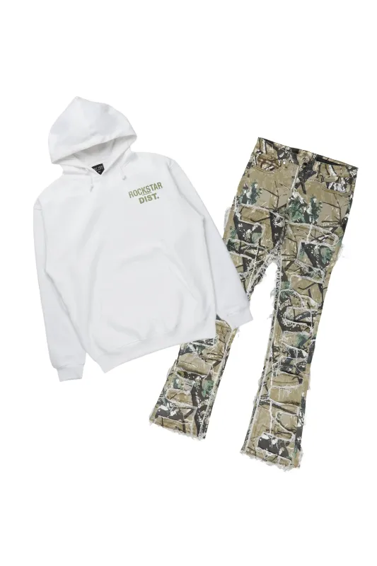 Lake White/Green Hoodie & Shake Sacked Flare Jean Bundle sold by Rockstar Original