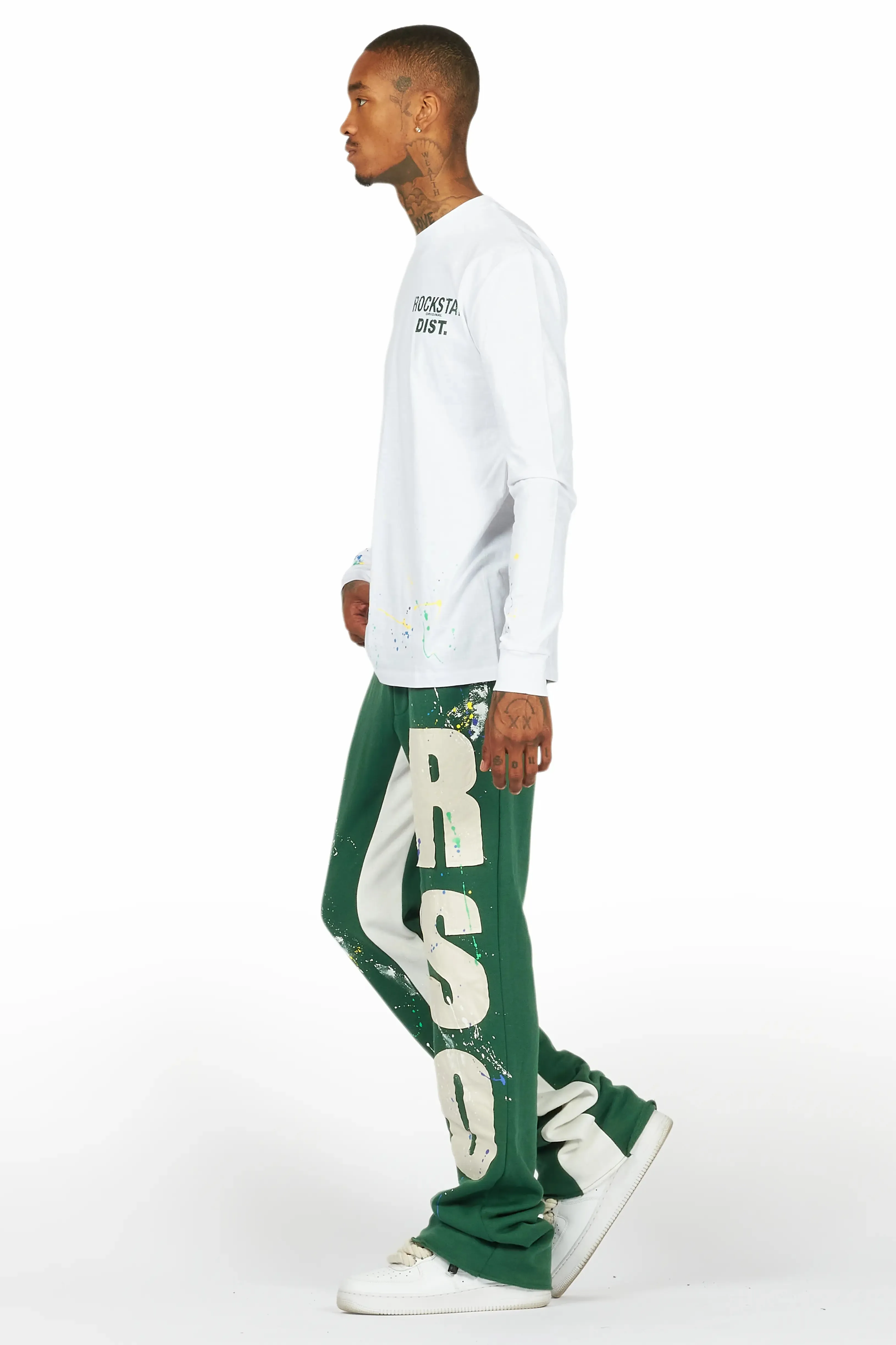 Bert White/Green Long Sleeve T-Shirt/Baggy Pant Set sold by Rockstar Original product image thumbnail 5