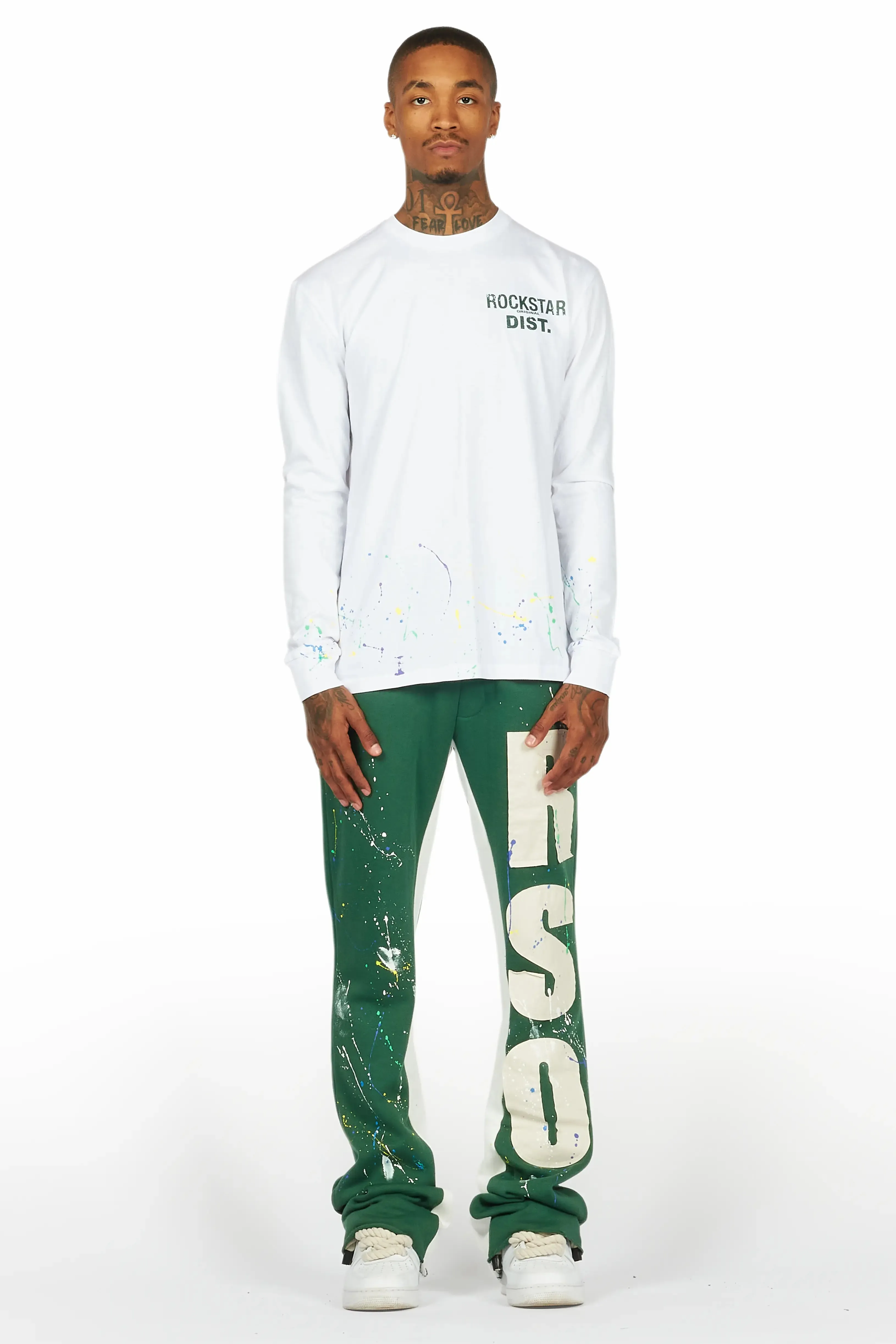 Bert White/Green Long Sleeve T-Shirt/Baggy Pant Set sold by Rockstar Original product image thumbnail 2