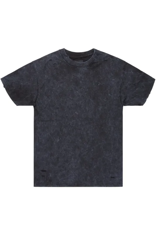 Basic Rockstar Vintage Black Oversized Distressed Plain T-Shirt sold by Rockstar Original