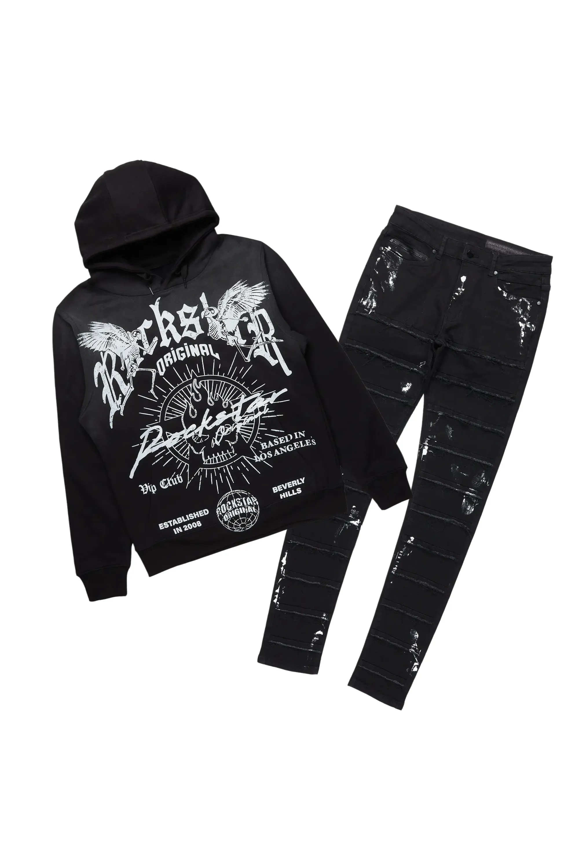 Tally Black/White Hoodie/Slim Fit Jean Bundle sold by Rockstar Original