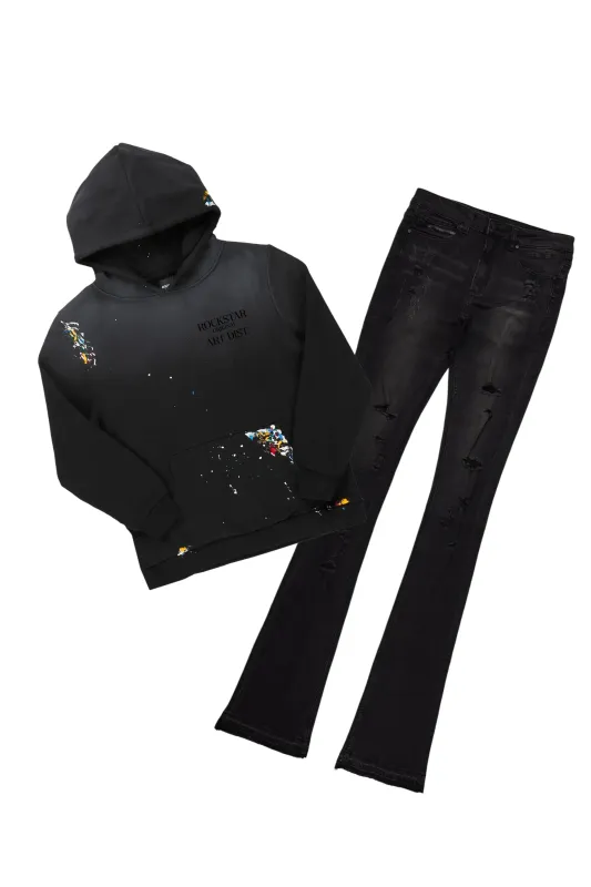 Palmer Black Hoodie/Stacked Flare Jean Bundle sold by Rockstar Original
