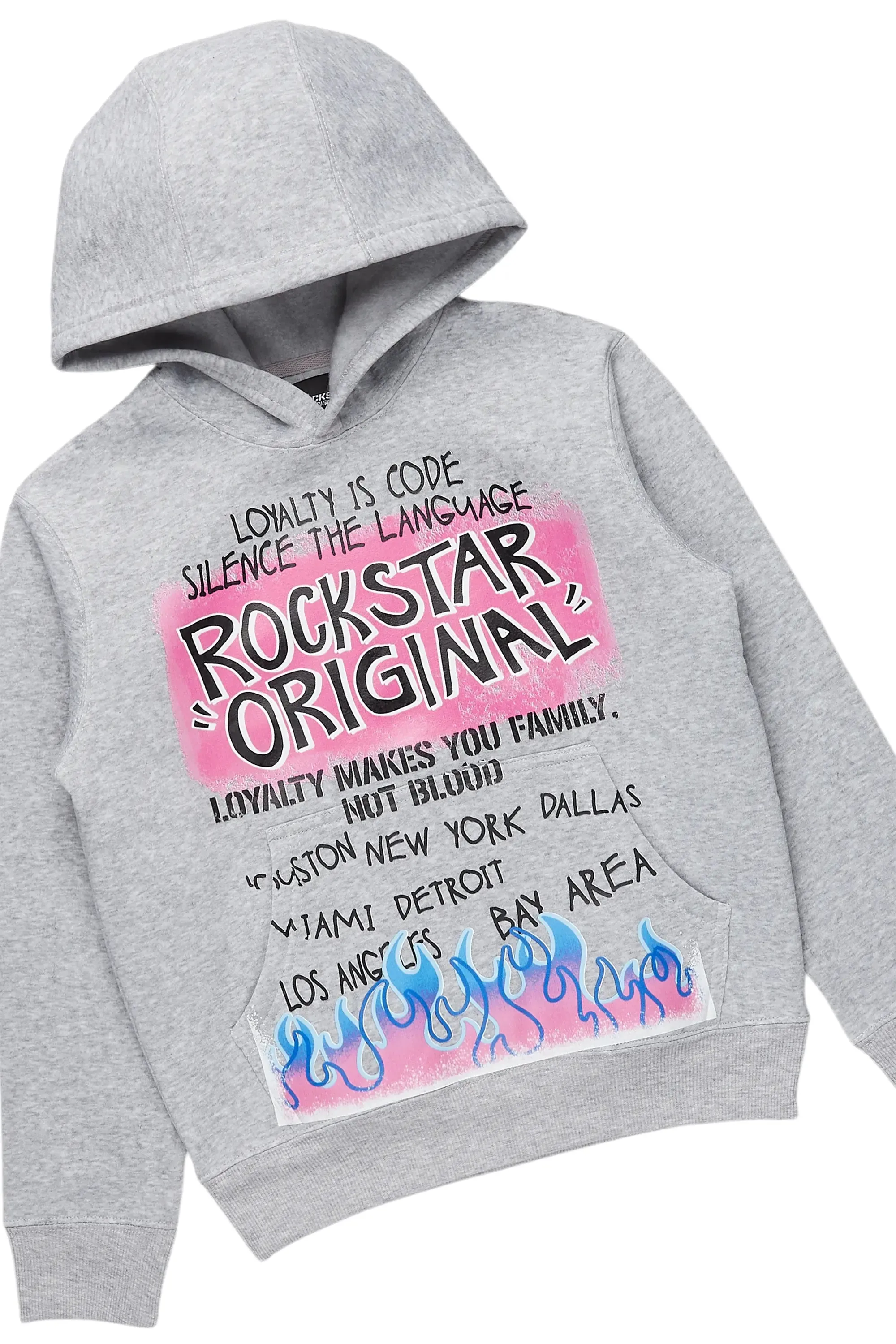 Boys Beno Light Grey/Black Hoodie/Stacked Flare Jean Set sold by Rockstar Original product image thumbnail 2