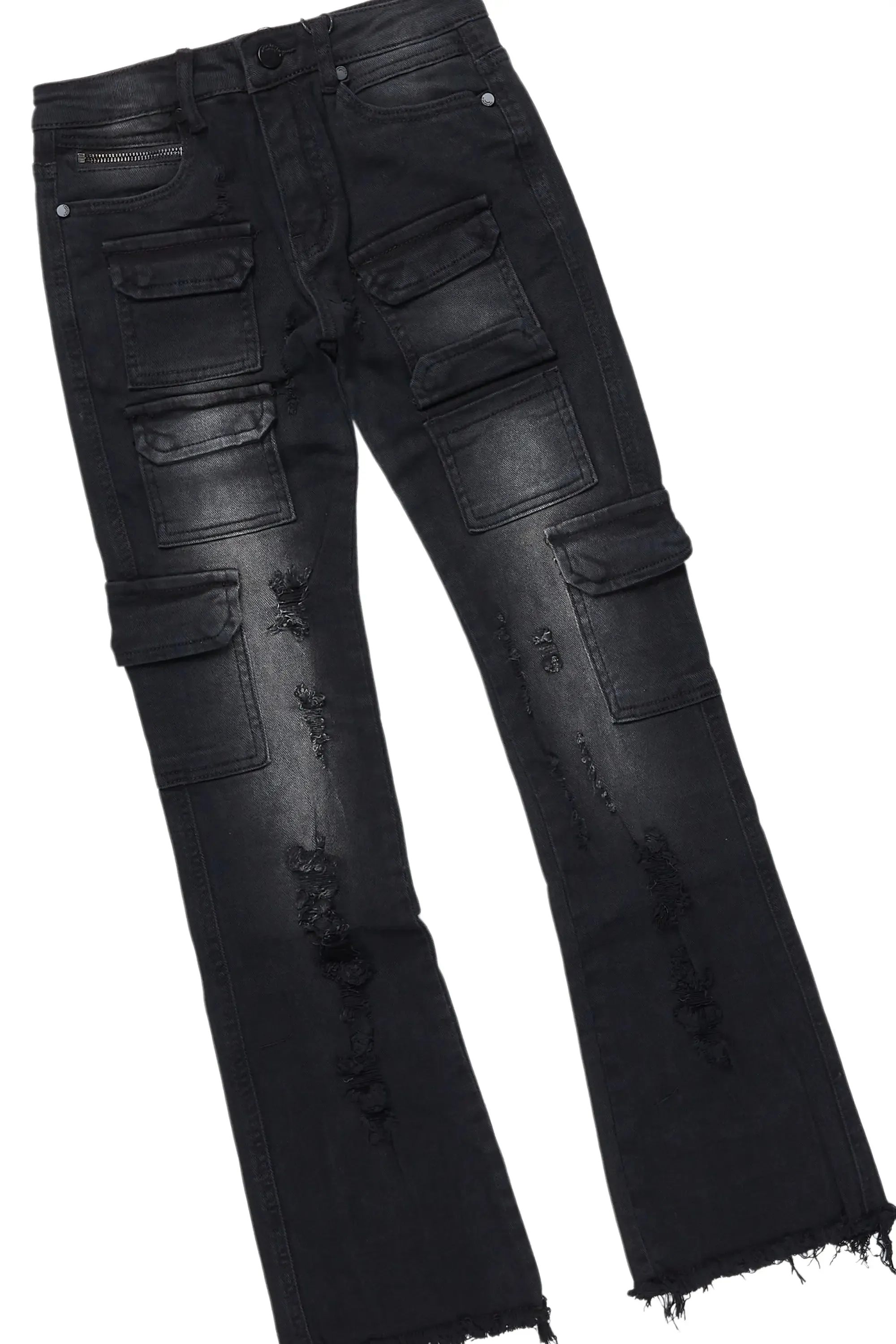 Boys Beno Light Grey/Black Hoodie/Stacked Flare Jean Set sold by Rockstar Original product image thumbnail 3