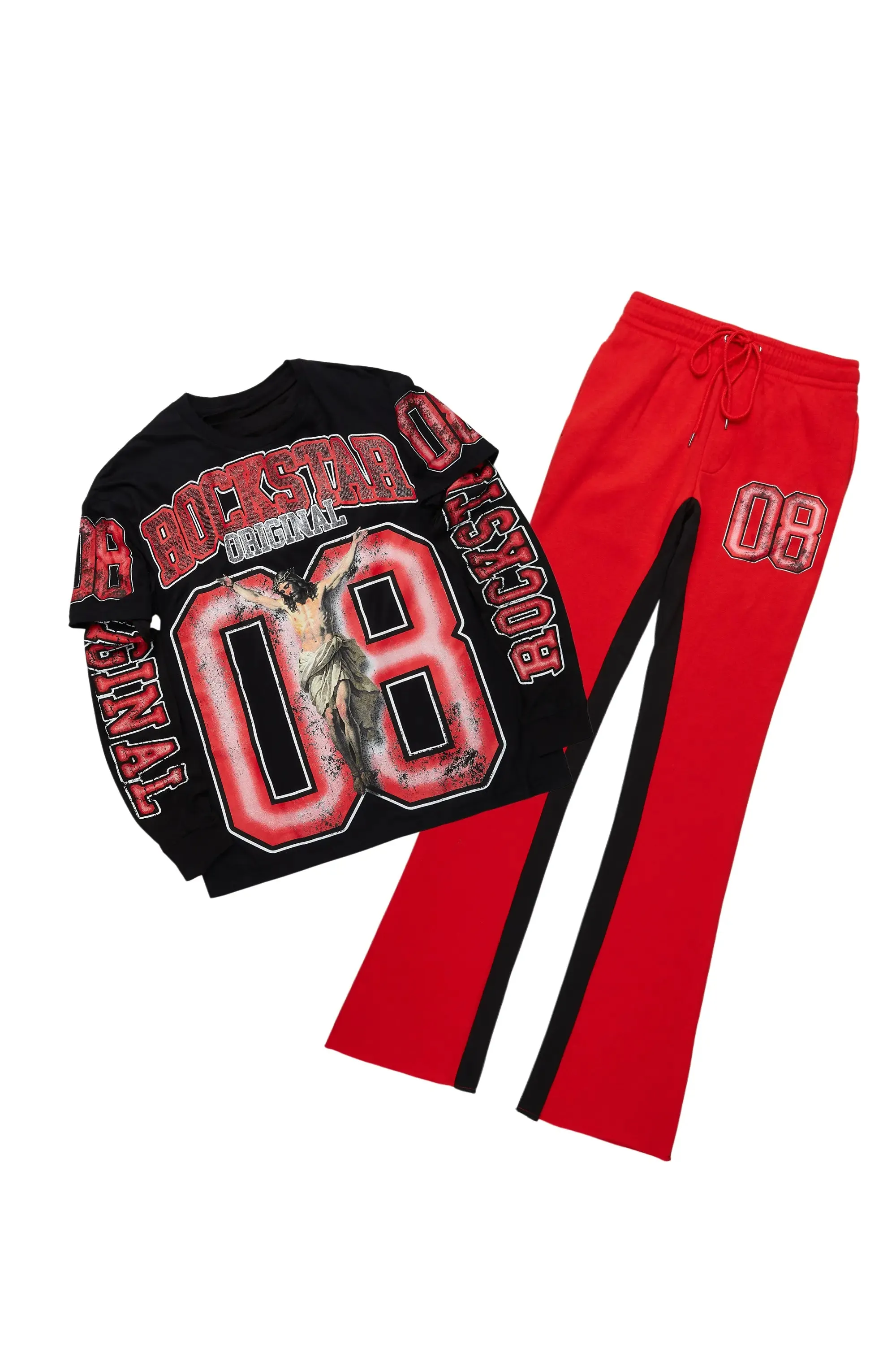 Fields Black/Red Double Layer T-Shirt/Baggy Pant Set sold by Rockstar Original