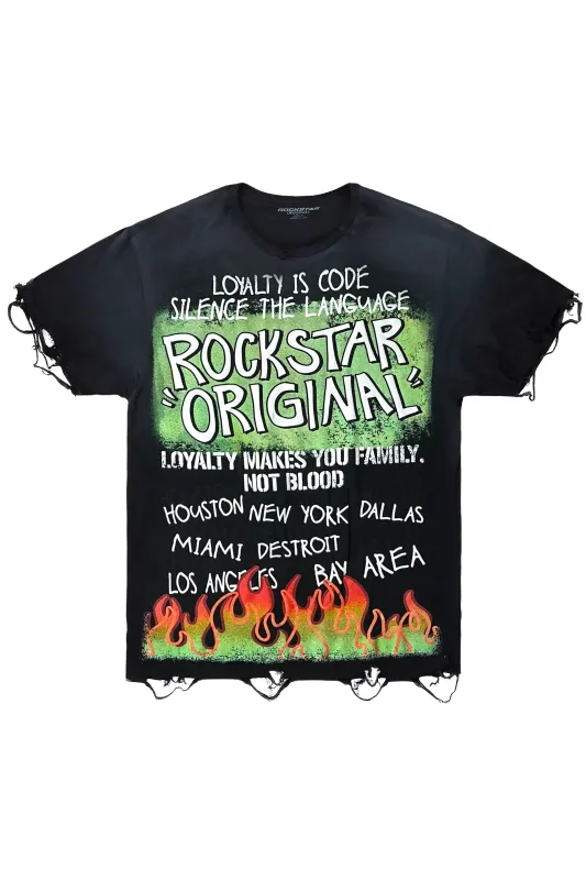 Bridgette Black T-Shirt Short Set sold by Rockstar Original