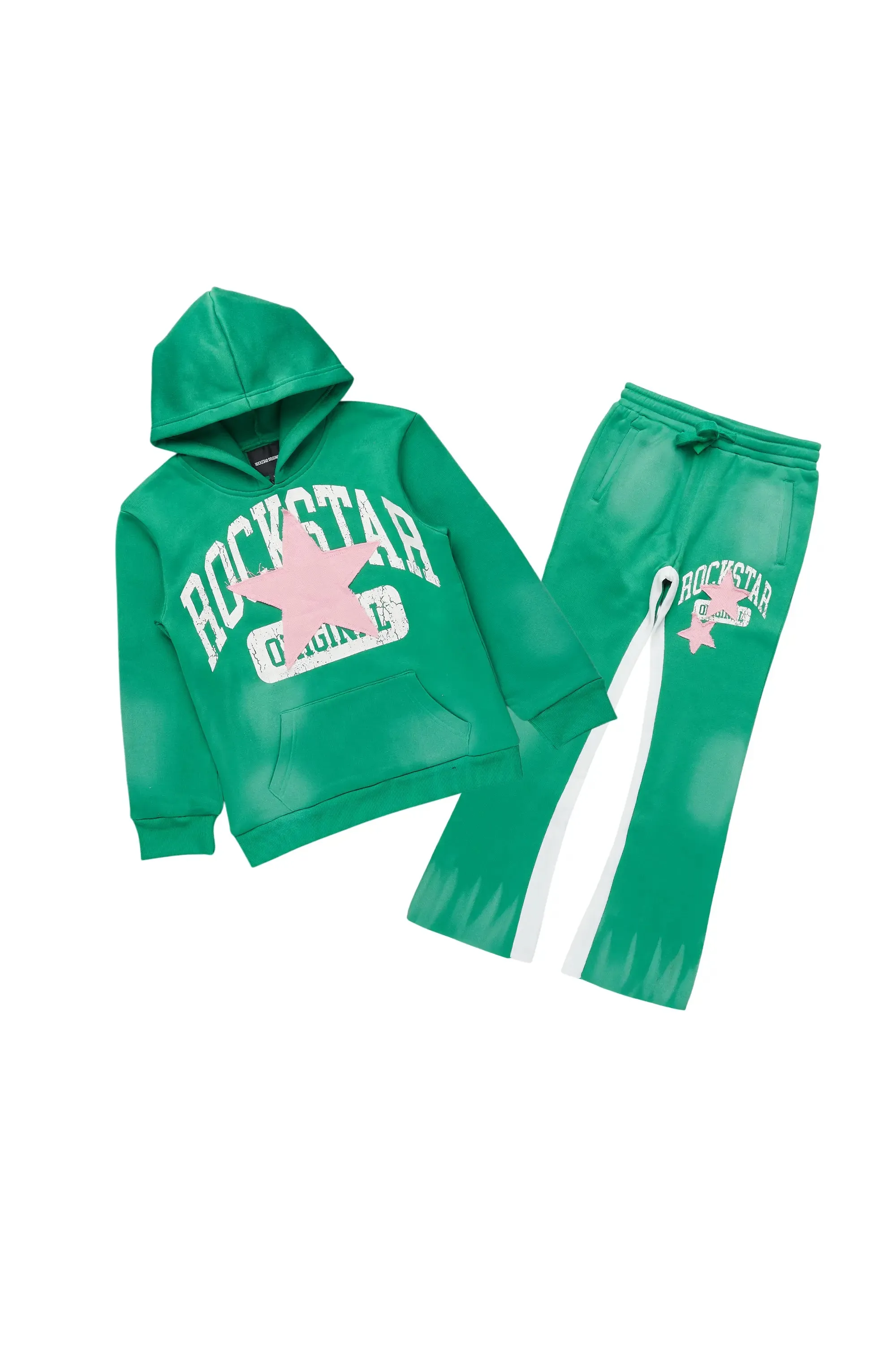 Boys States Green Stacked Hoodie Track Set sold by Rockstar Original